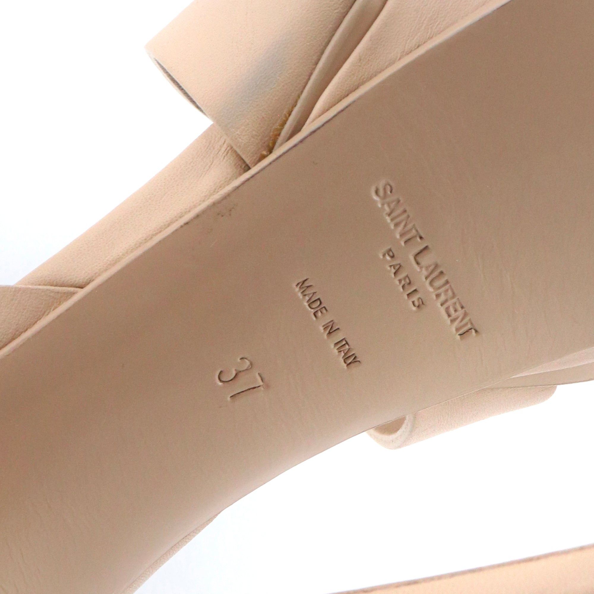Saint Laurent Paris SAINT LAURENT - Saint Laurent Tribute platform sandals in beige smooth leather (T37) Size US 6 / IT 36 - 9 Thumbnail