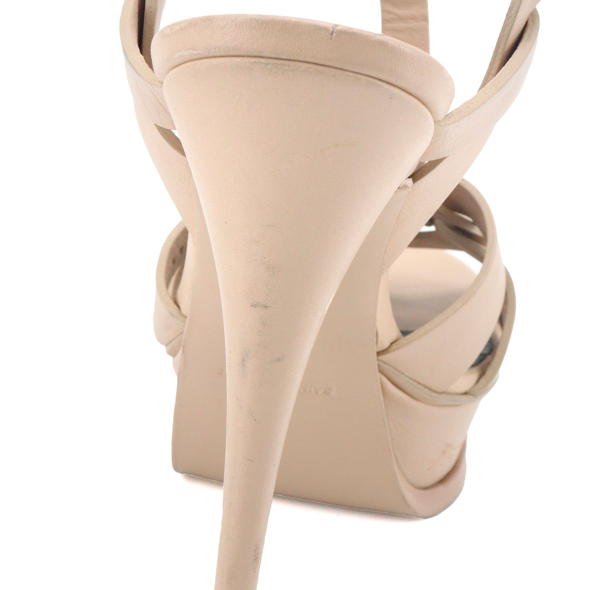 Saint Laurent Paris SAINT LAURENT - Saint Laurent Tribute platform sandals in beige smooth leather (T37) Size US 6 / IT 36 - 7 Thumbnail