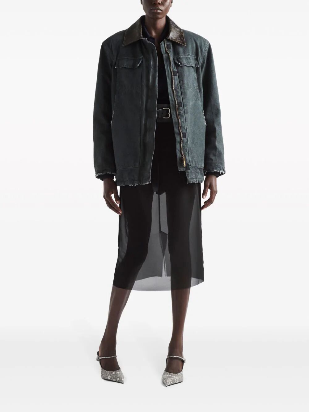 Prada GONNA PENCIL IN GEORGETTE Size 30" / US 8 / IT 44 - 2 Thumbnail