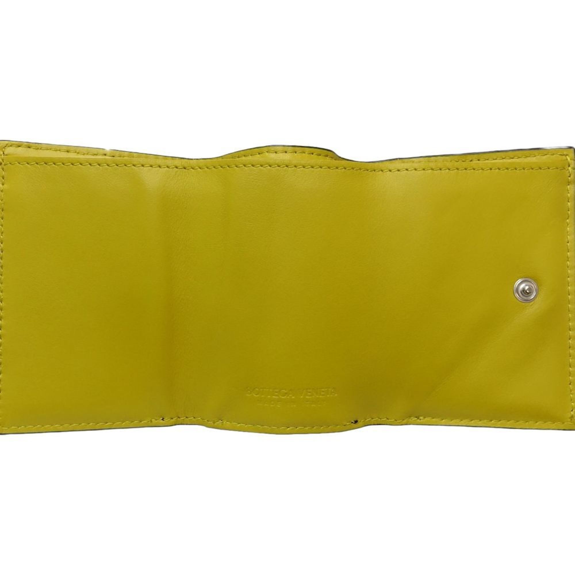 Bottega Veneta BOTTEGAVENETA Bottega Veneta Tri-fold Wallet Intrecciato Tiny Leather Navy Yellow 181059 Size ONE SIZE - 5 Thumbnail