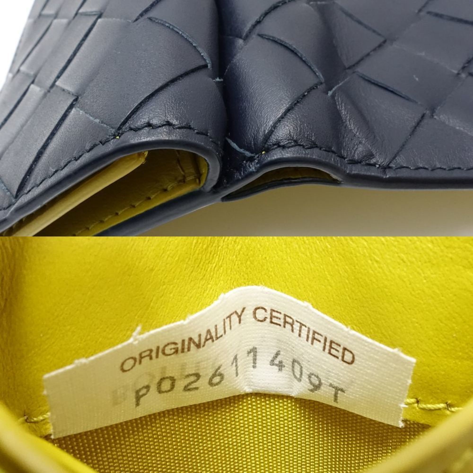 Bottega Veneta BOTTEGAVENETA Bottega Veneta Tri-fold Wallet Intrecciato Tiny Leather Navy Yellow 181059 Size ONE SIZE - 9 Thumbnail