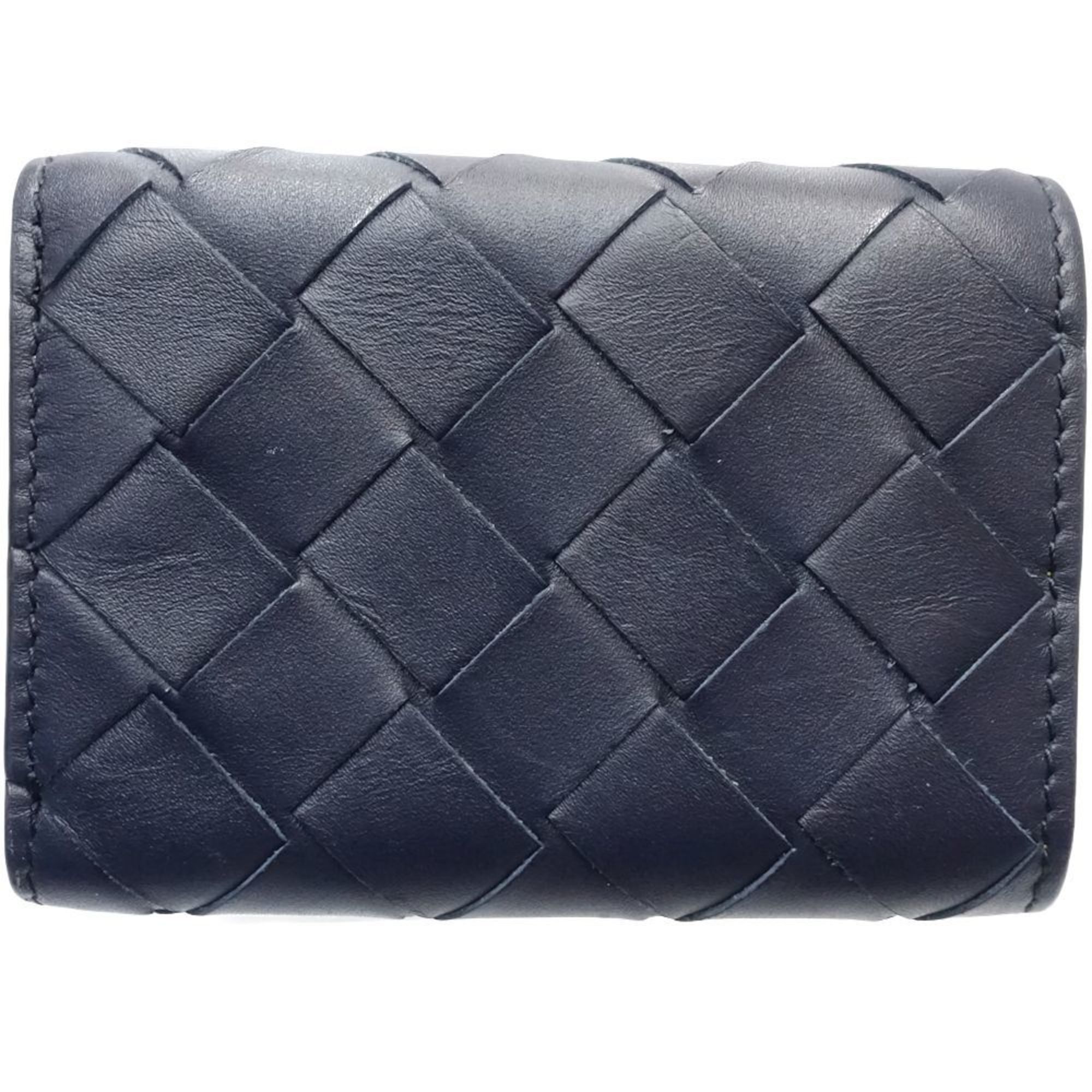 Bottega Veneta BOTTEGAVENETA Bottega Veneta Tri-fold Wallet Intrecciato Tiny Leather Navy Yellow 181059 Size ONE SIZE - 3 Thumbnail