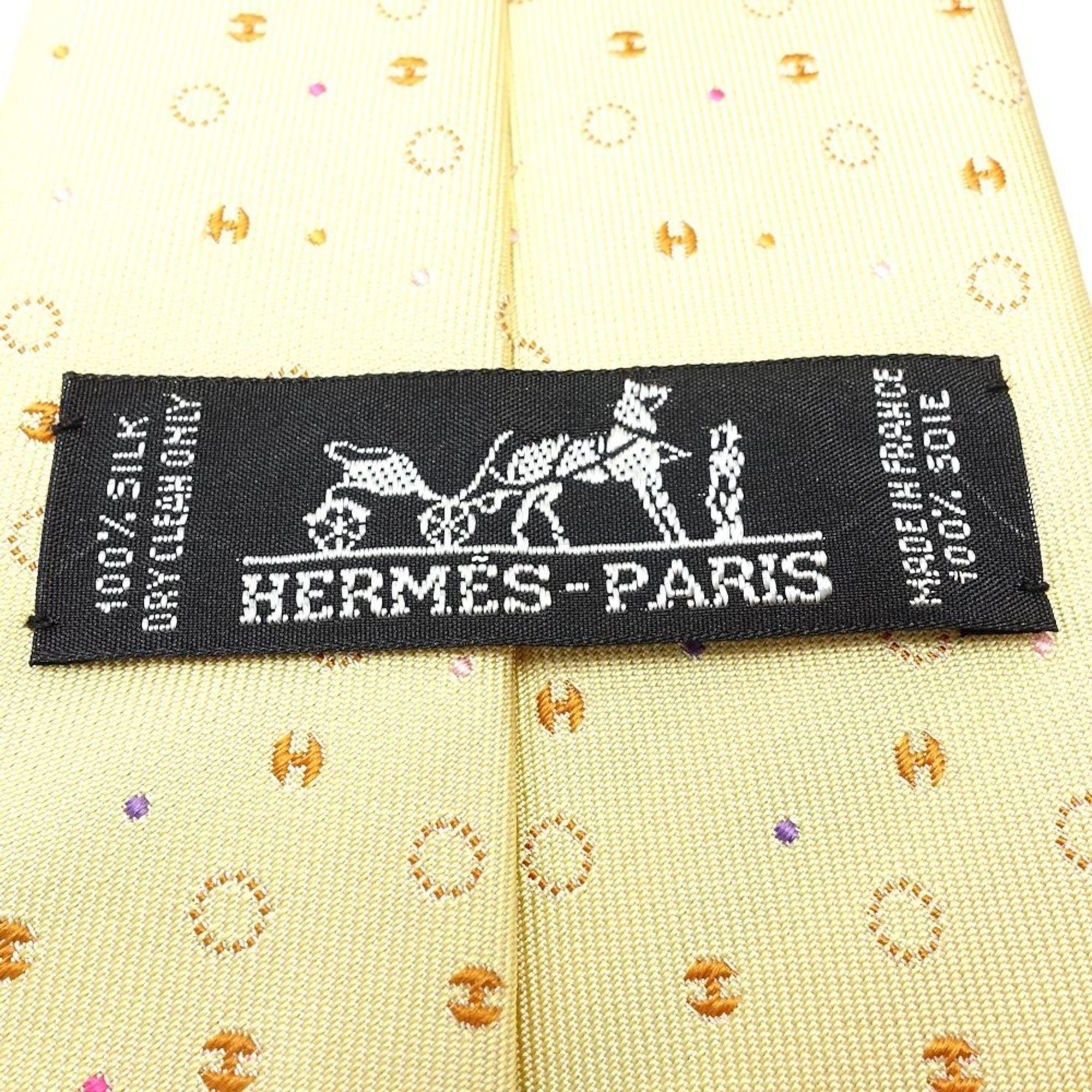 Hermes Hermes Tie Silk Yellow Multicolor 180991 Size ONE SIZE - 4 Thumbnail