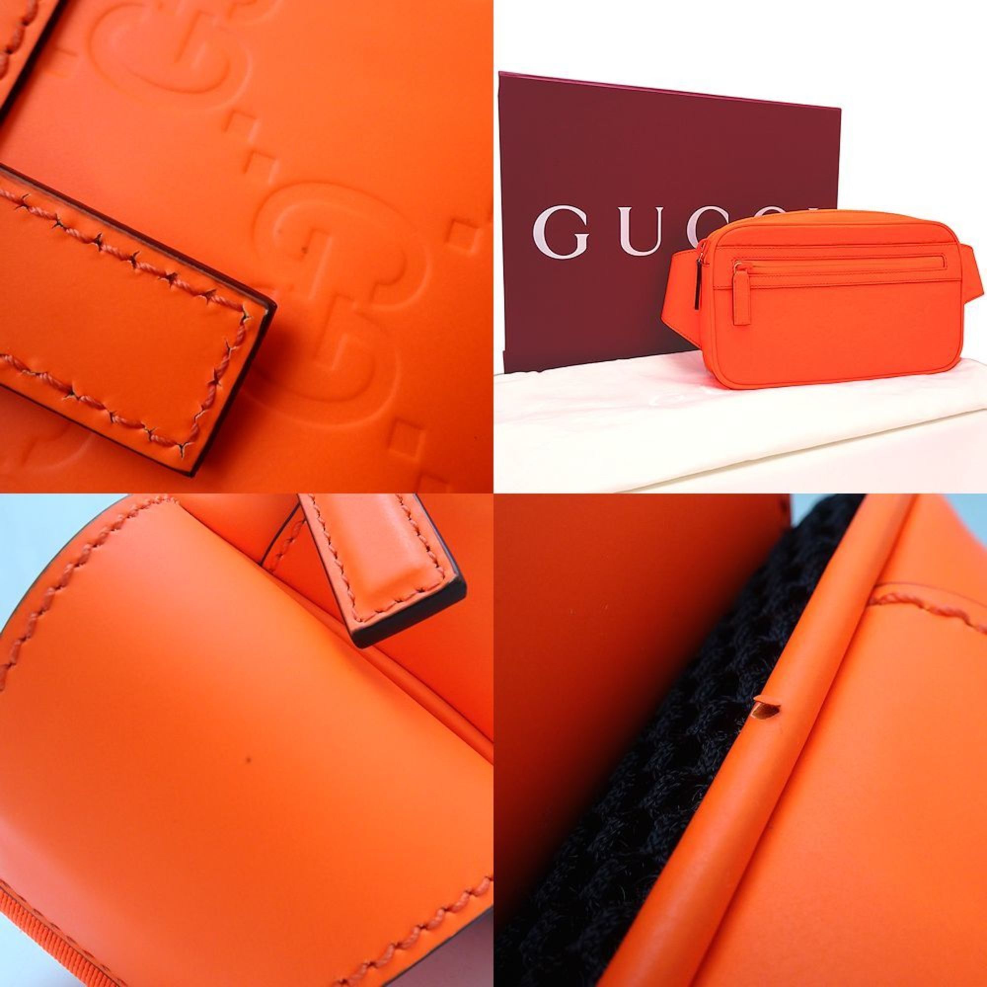 Gucci Gucci Belt Bag 771422 Body GG Rubber Effect Leather Bright Orange 352032 Size ONE SIZE - 4 Thumbnail