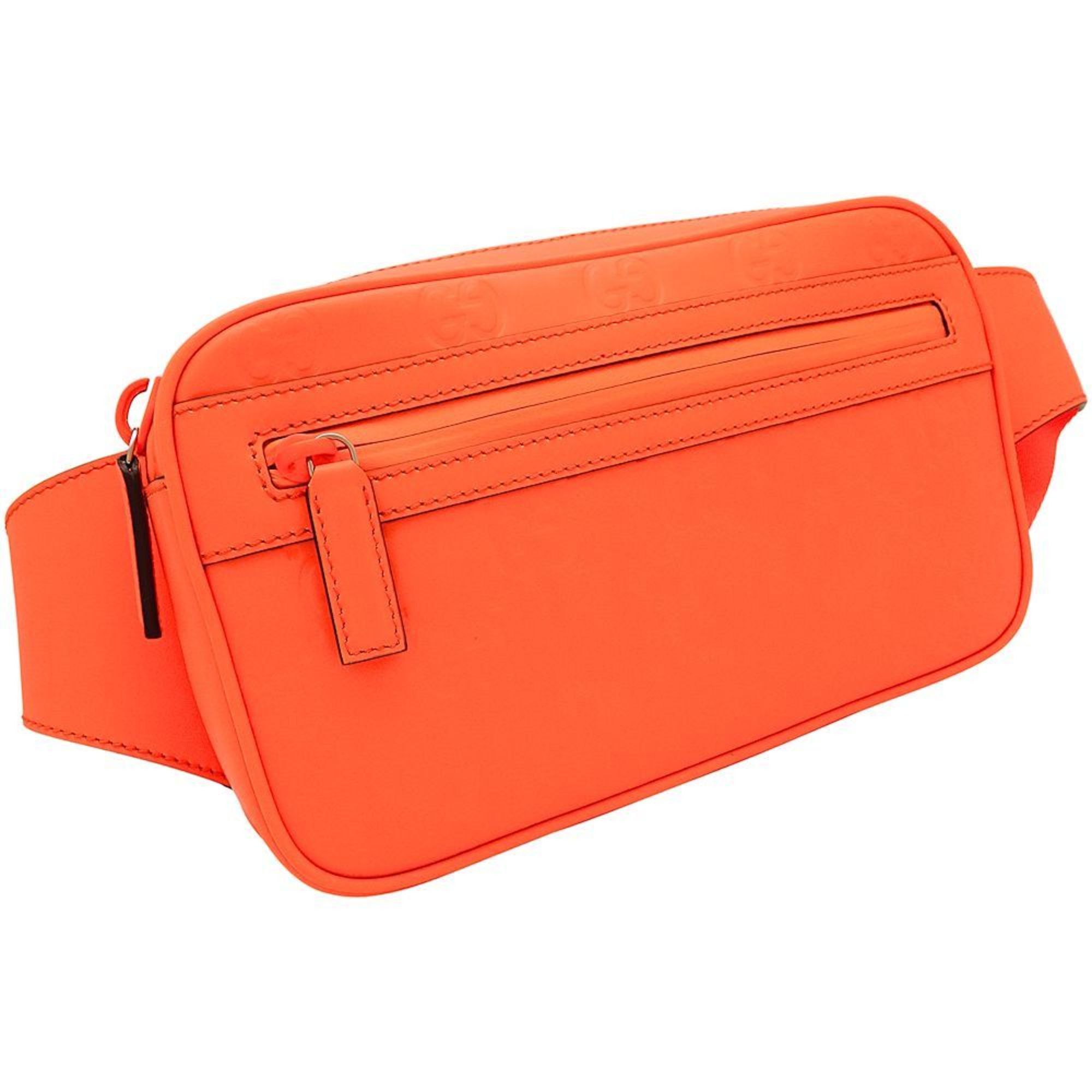 Gucci Gucci Belt Bag 771422 Body GG Rubber Effect Leather Bright Orange 352032 Size ONE SIZE - 10 Thumbnail