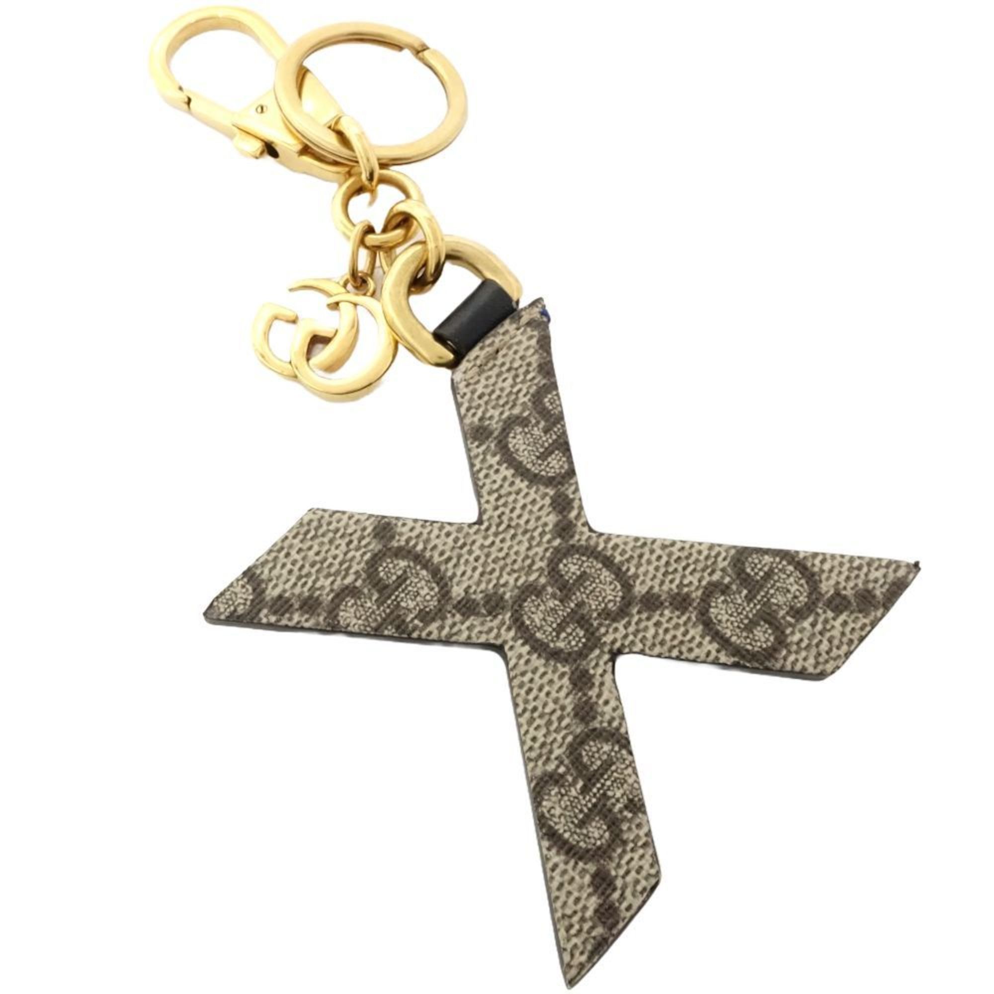 Gucci Gucci Key Ring 727662 Alphabet X Bag Charm Leather Beige Blue Black 181121 Size ONE SIZE - 2 Thumbnail