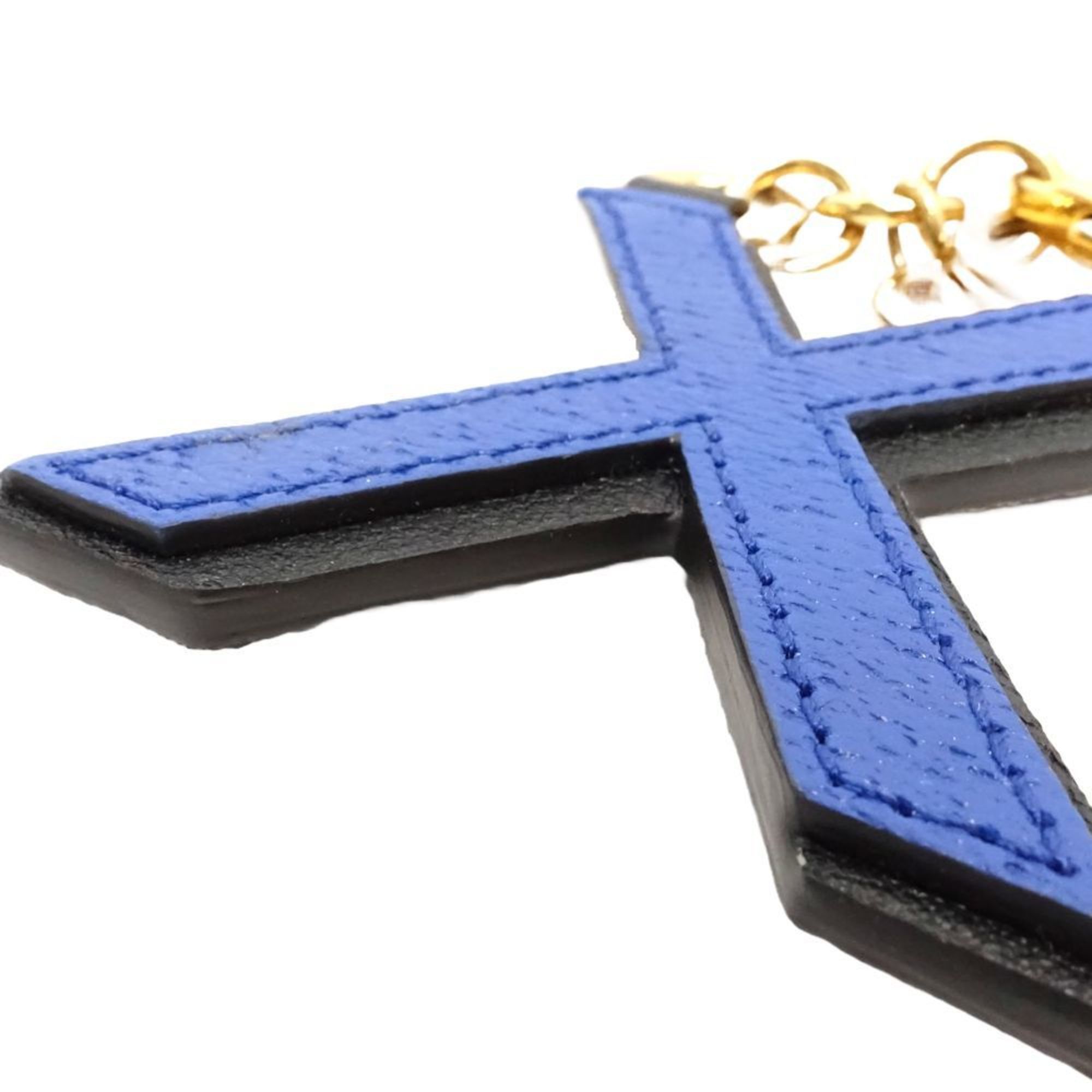 Gucci Gucci Key Ring 727662 Alphabet X Bag Charm Leather Beige Blue Black 181121 Size ONE SIZE - 5 Thumbnail