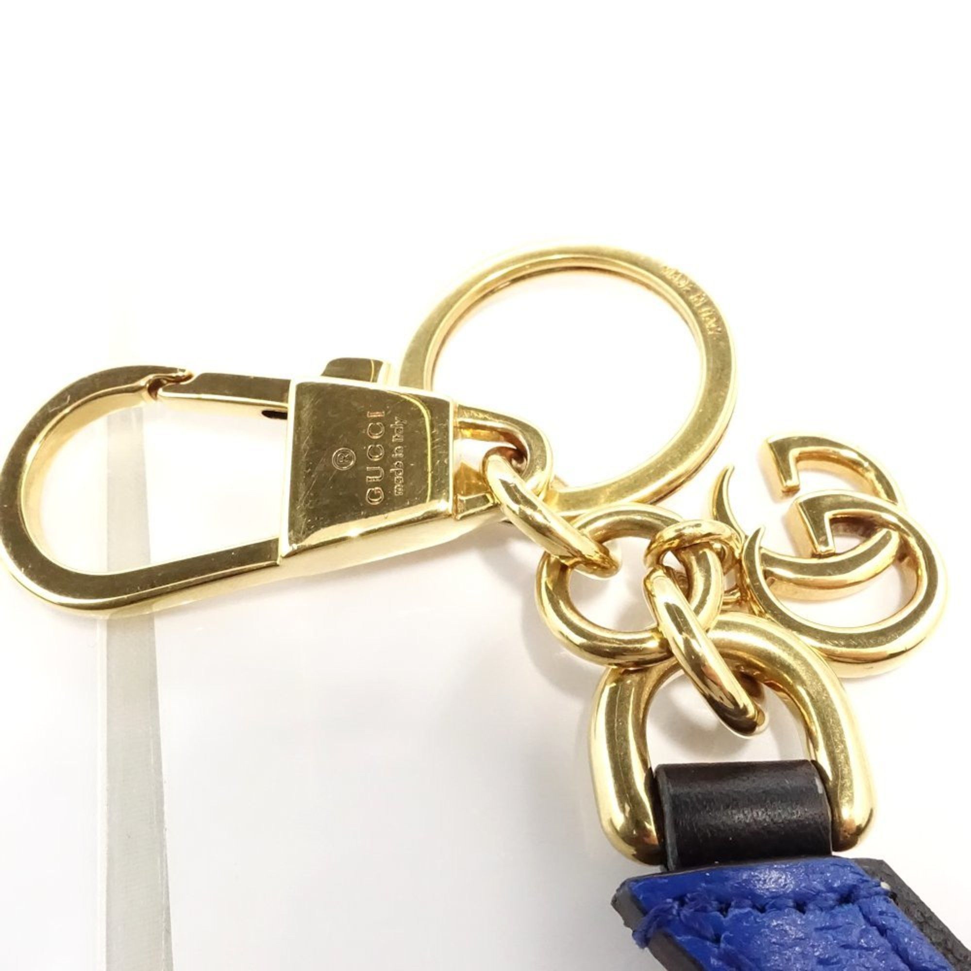 Gucci Gucci Key Ring 727662 Alphabet X Bag Charm Leather Beige Blue Black 181121 Size ONE SIZE - 4 Thumbnail