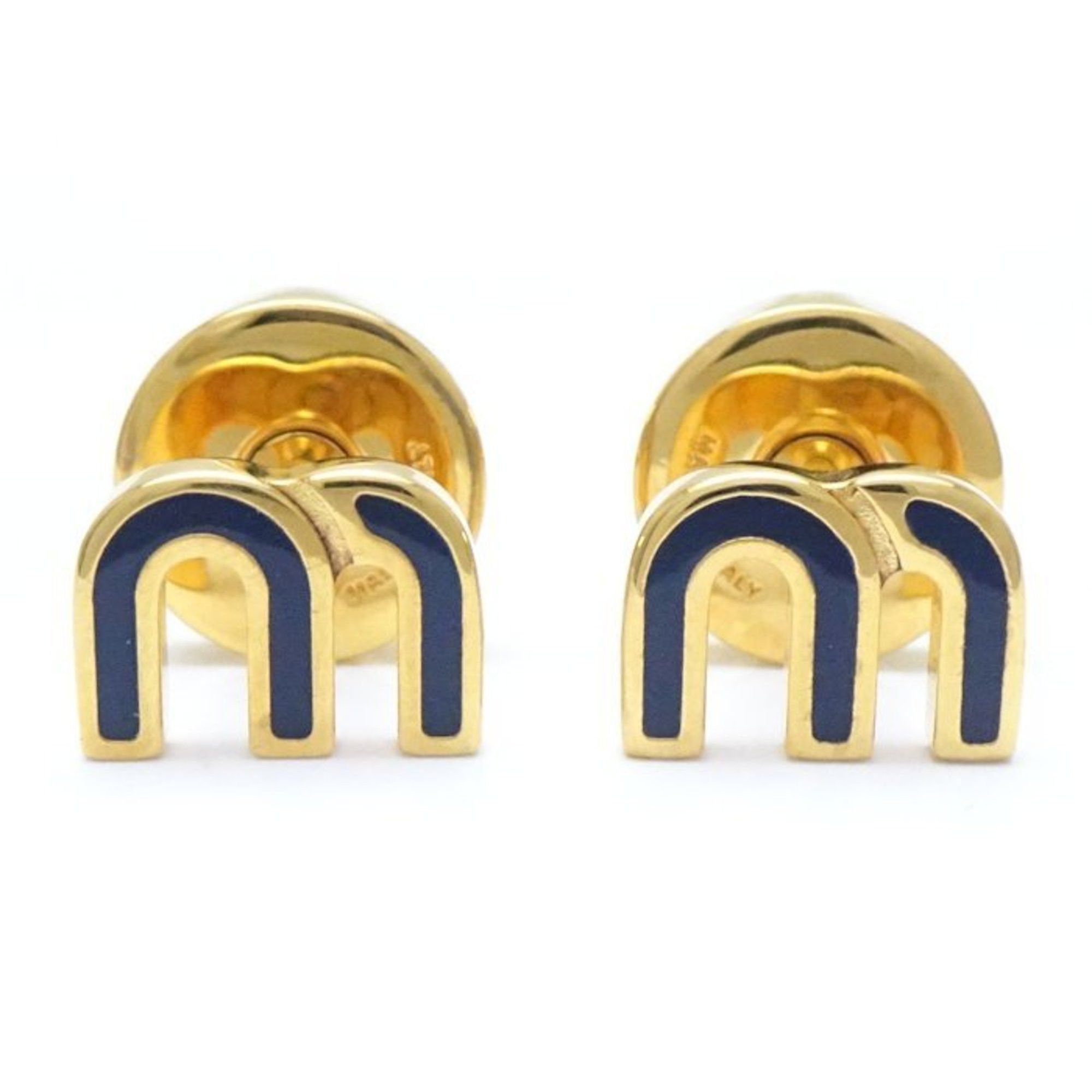 Miu Miu MIUMIU Miu Earrings BALTICO Dark Navy GP Gold Plated 293054 Size ONE SIZE - 7 Thumbnail