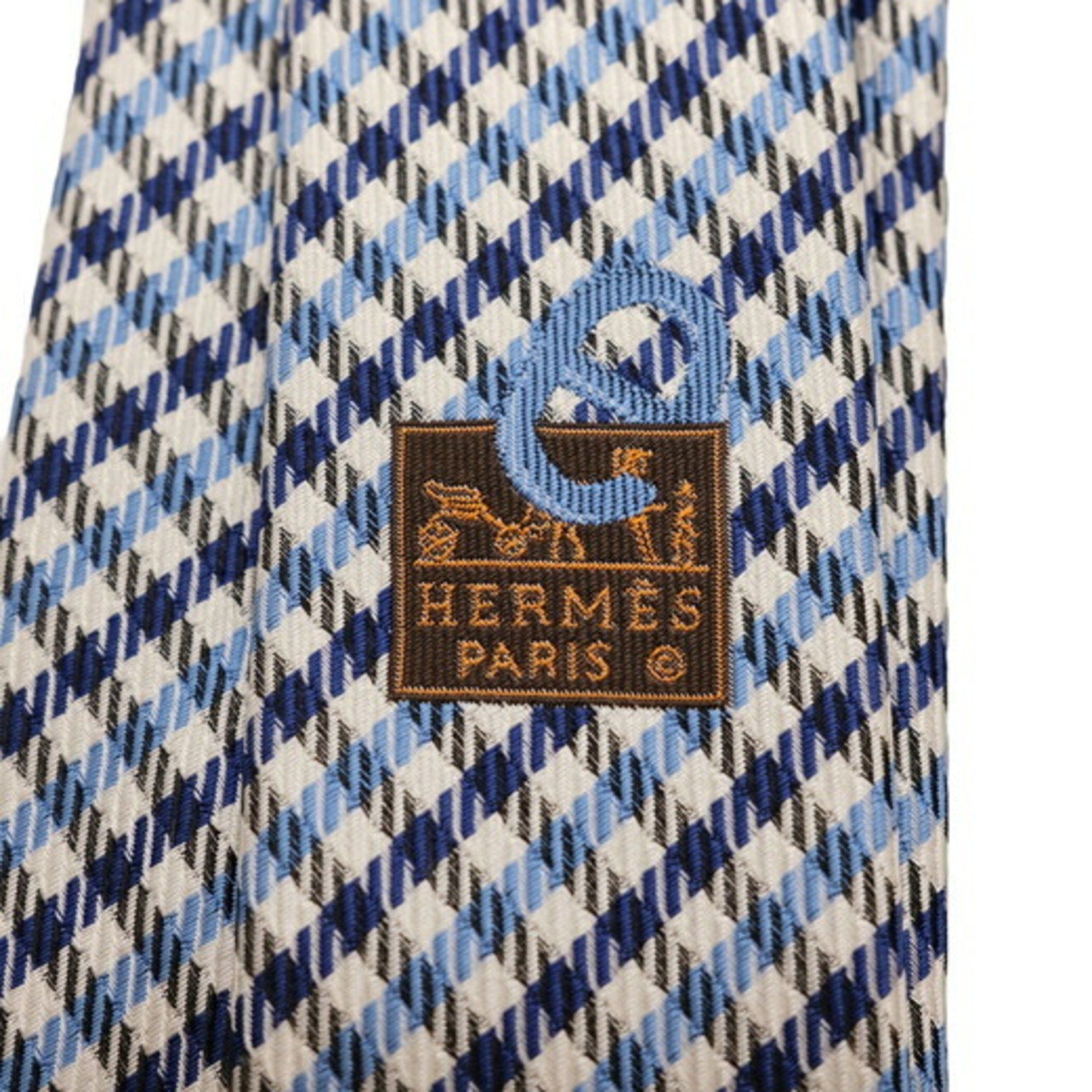 Hermes Hermes tie blue white check silk Size ONE SIZE - 6 Thumbnail