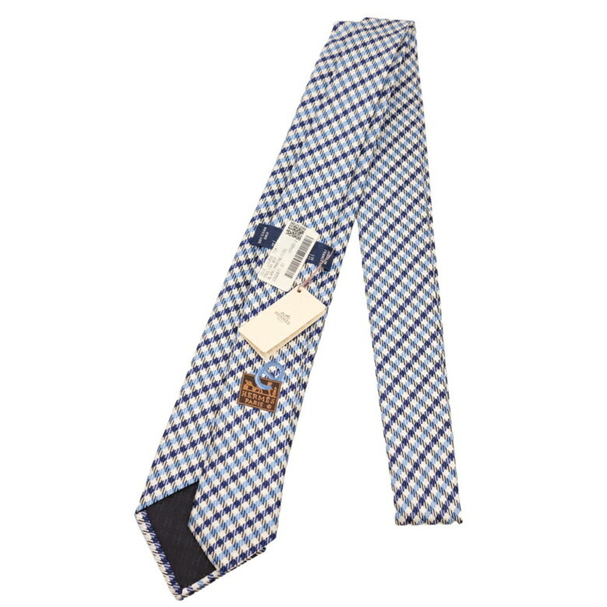 Hermes Hermes tie blue white check silk Size ONE SIZE - 4 Thumbnail
