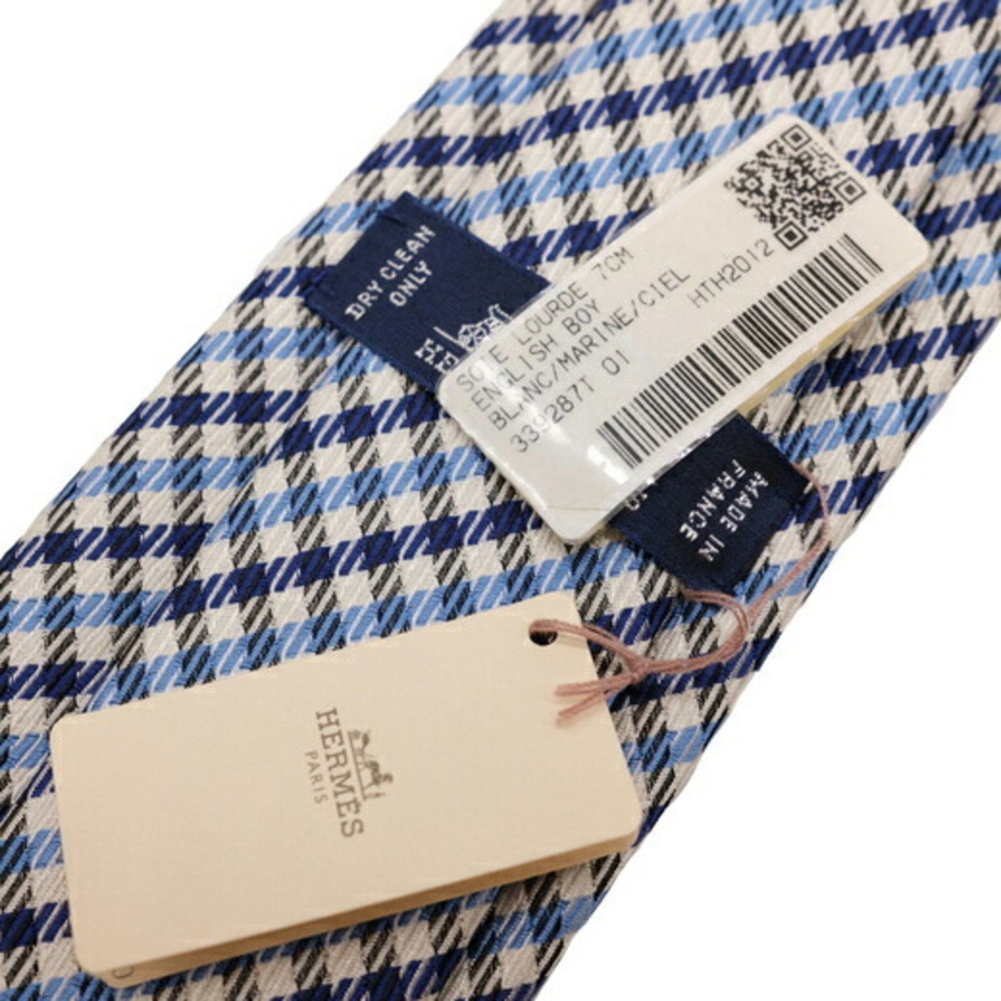 Hermes Hermes tie blue white check silk Size ONE SIZE - 5 Thumbnail