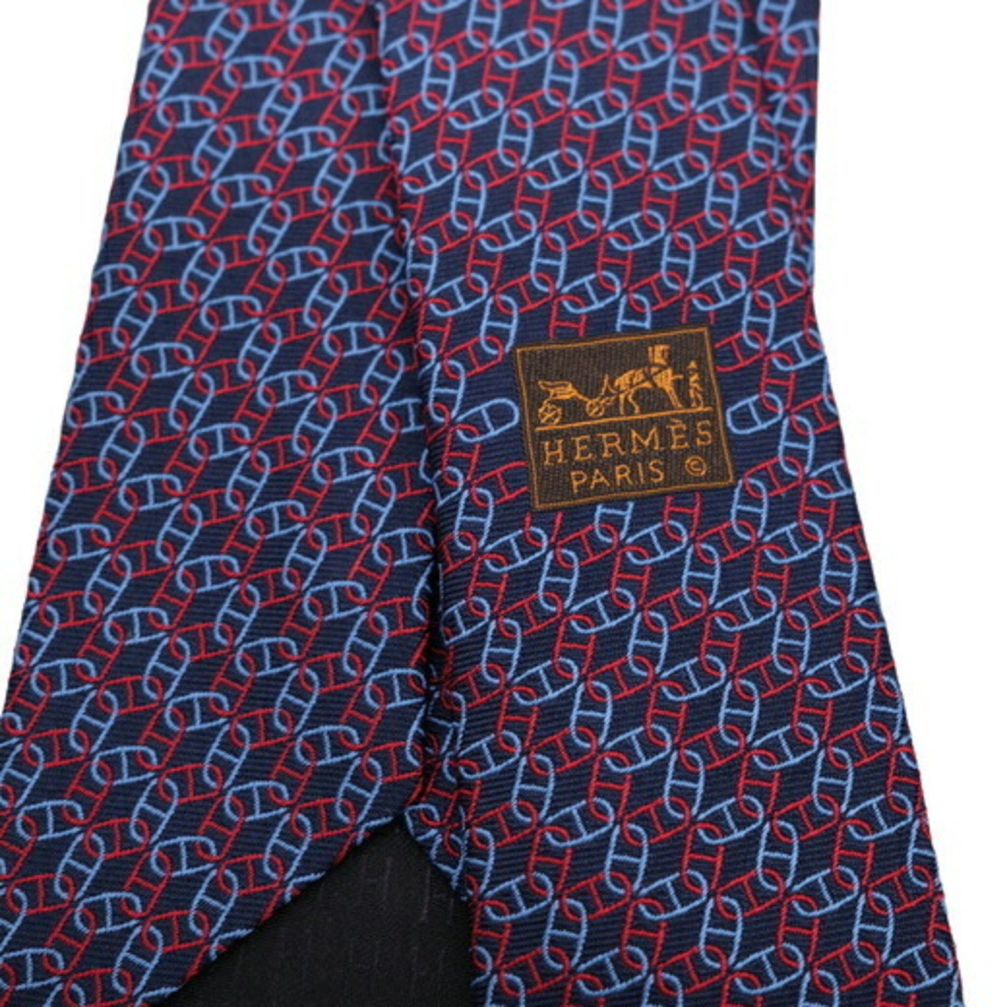 Hermes HERMES Chaine d'Ancre Necktie Silk Navy Size ONE SIZE - 5 Thumbnail