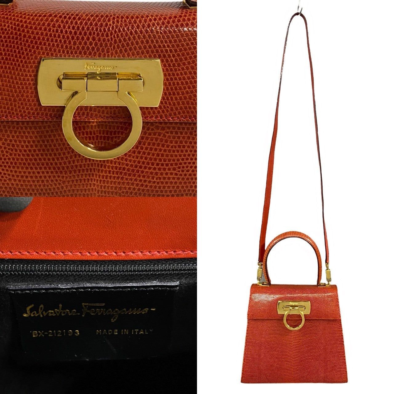 Salvatore Ferragamo Salvatore Ferragamo Shoulder Bag Orange Leather - Exotic Size ONE SIZE - 3 Thumbnail