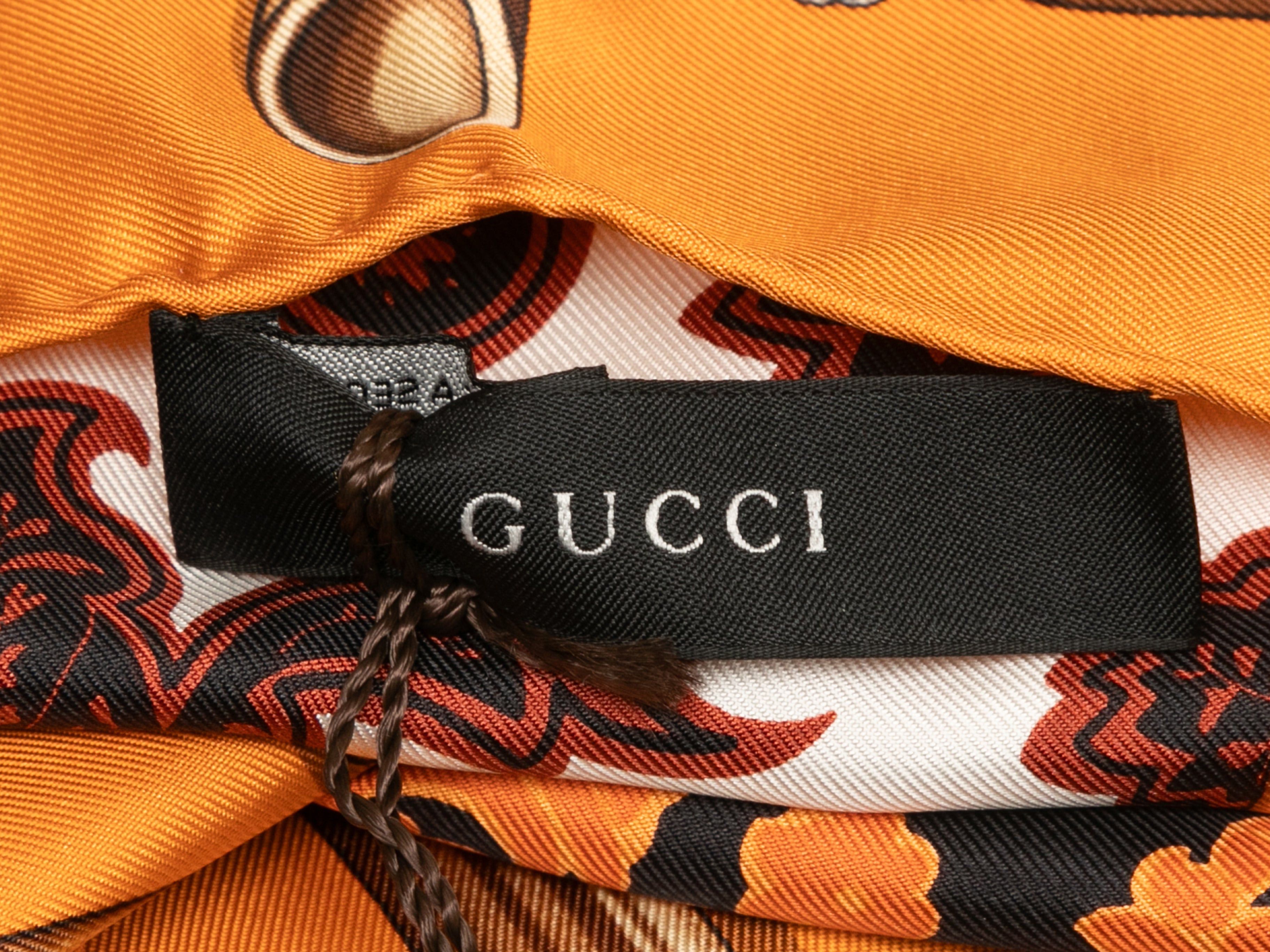 Gucci Orange & Multicolor Abstract Print Silk Scarf Size ONE SIZE - 2 Thumbnail