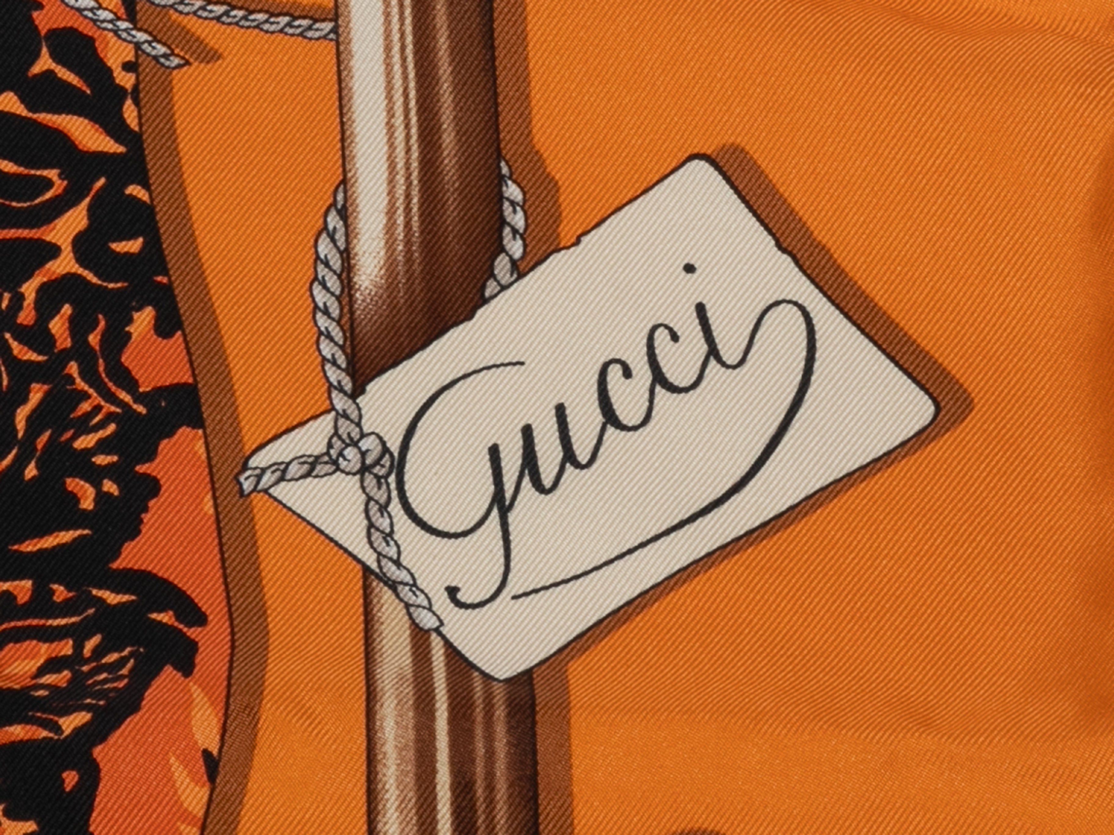 Gucci Orange & Multicolor Abstract Print Silk Scarf Size ONE SIZE - 4 Thumbnail