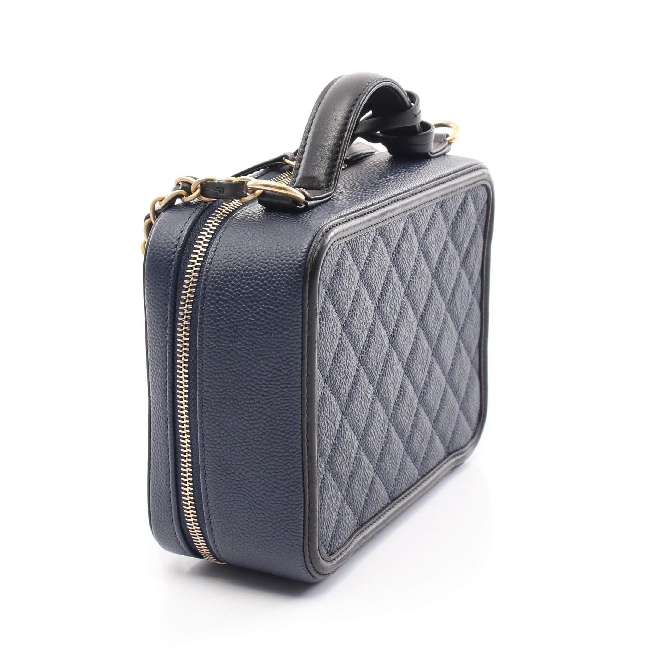 Chanel Chanel Cc Filigree Matelasse Vanity Chain Shoulder Bag Caviar Skin Leather Navy Black Gold Hardware Size ONE SIZE - 2 Thumbnail