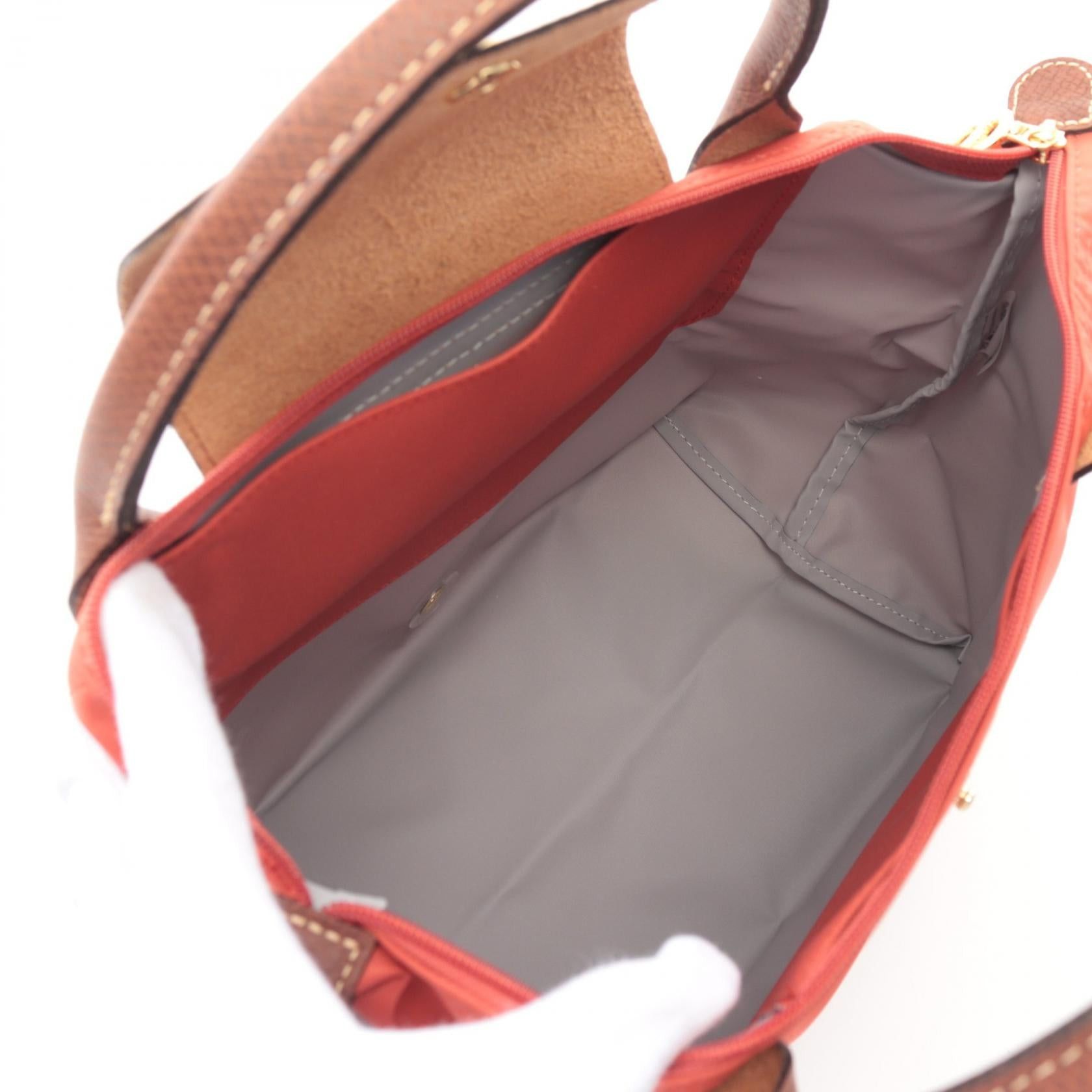 Longchamp Longchamp Le Preage Original S Handbag Canvas Leather Brown Tomato Size ONE SIZE - 3 Thumbnail
