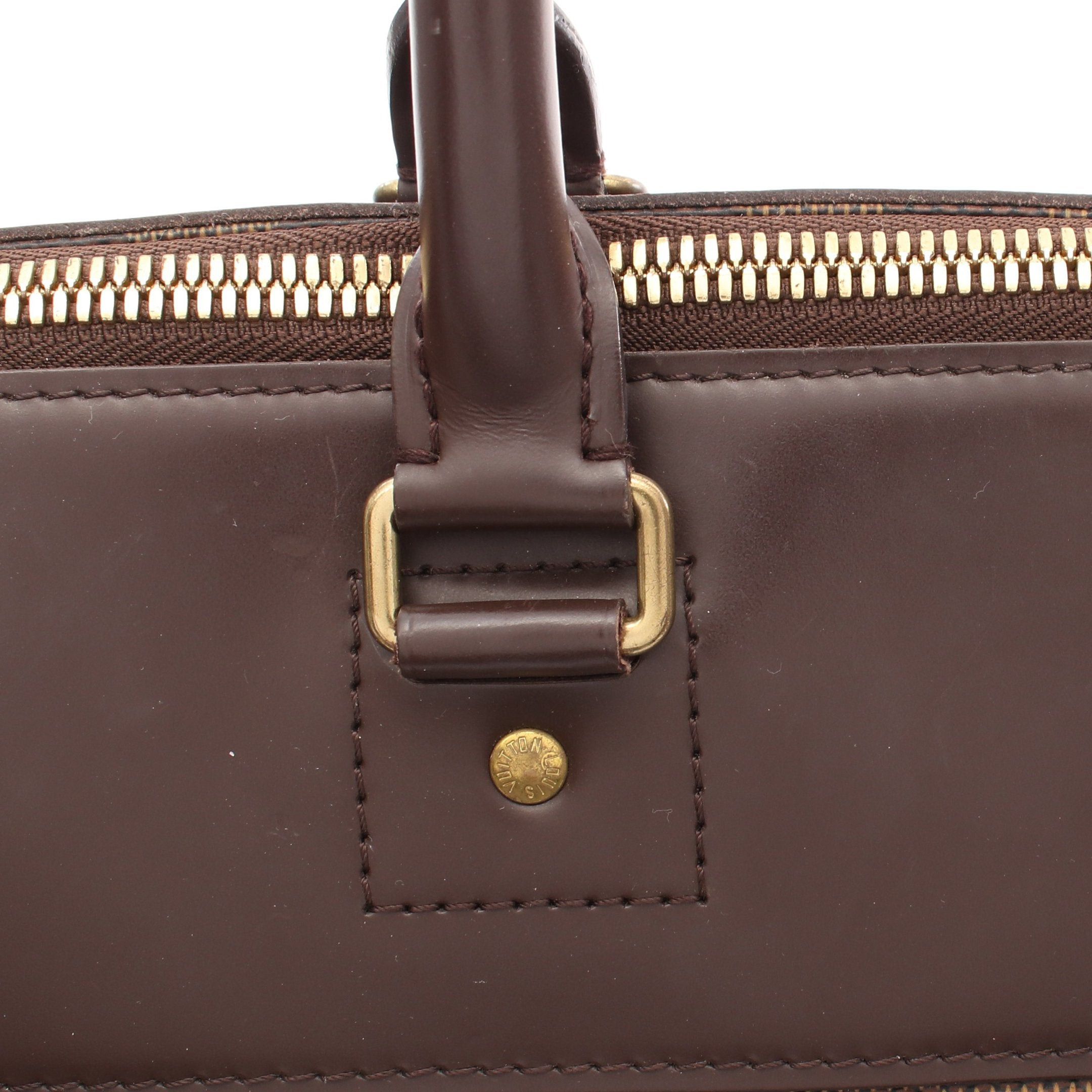 Louis Vuitton Louis Vuitton Greenwich Pm Damier Ebene Boston Bag Leather Brown Size ONE SIZE - 13 Thumbnail