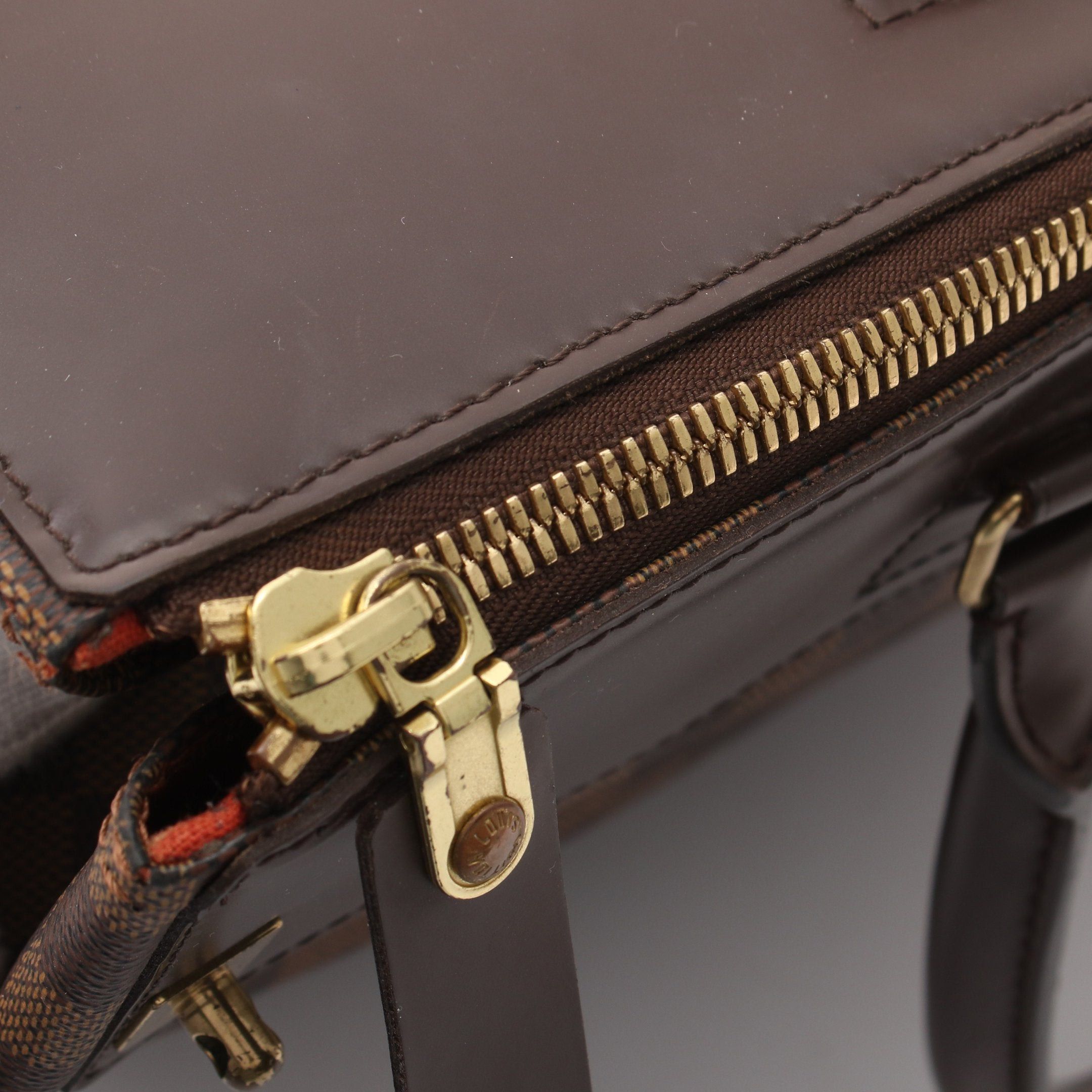 Louis Vuitton Louis Vuitton Greenwich Pm Damier Ebene Boston Bag Leather Brown Size ONE SIZE - 9 Thumbnail