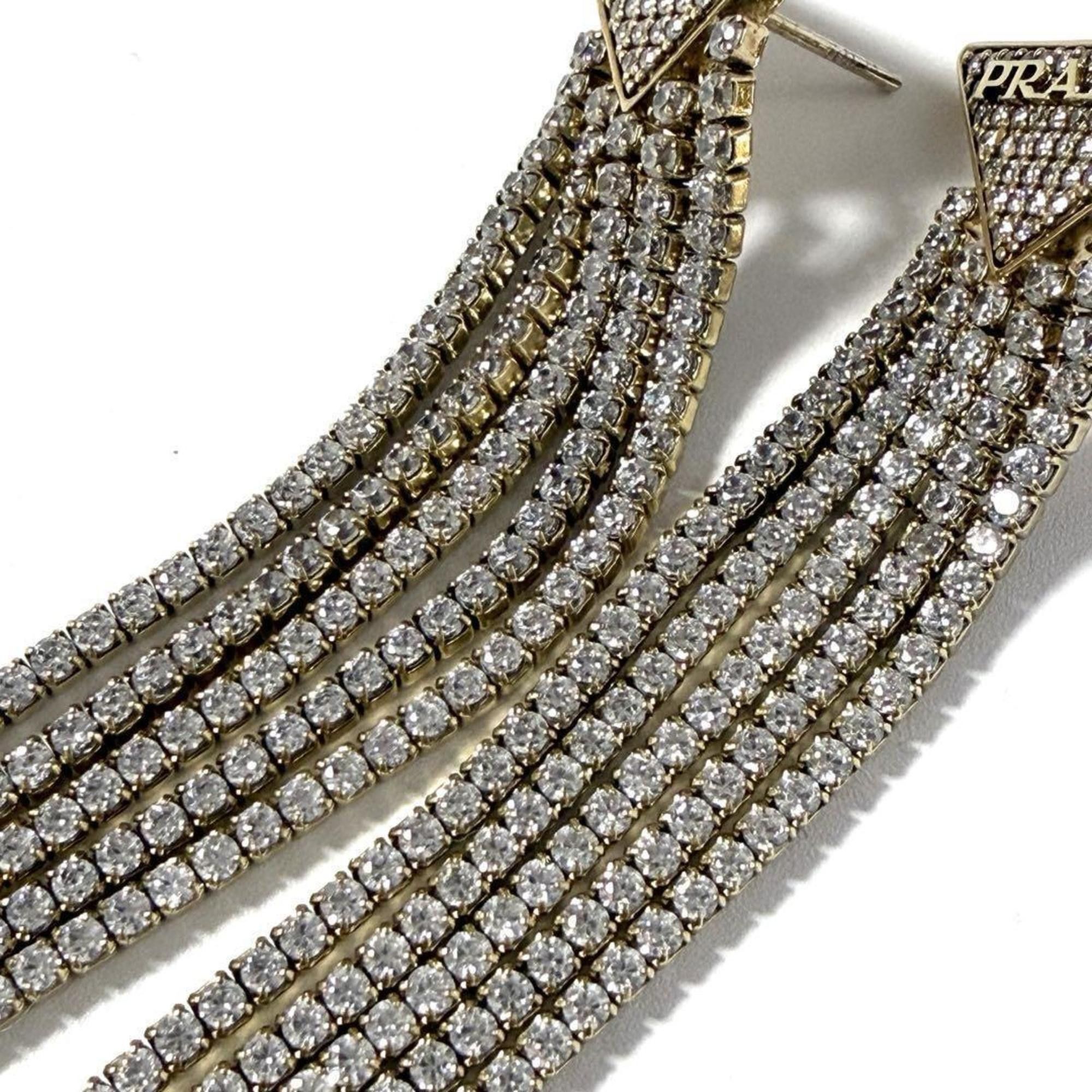 Prada Prada Women's Crystal Logo Jewel Zirconia Earrings in Silver 925 Size ONE SIZE - 5 Thumbnail