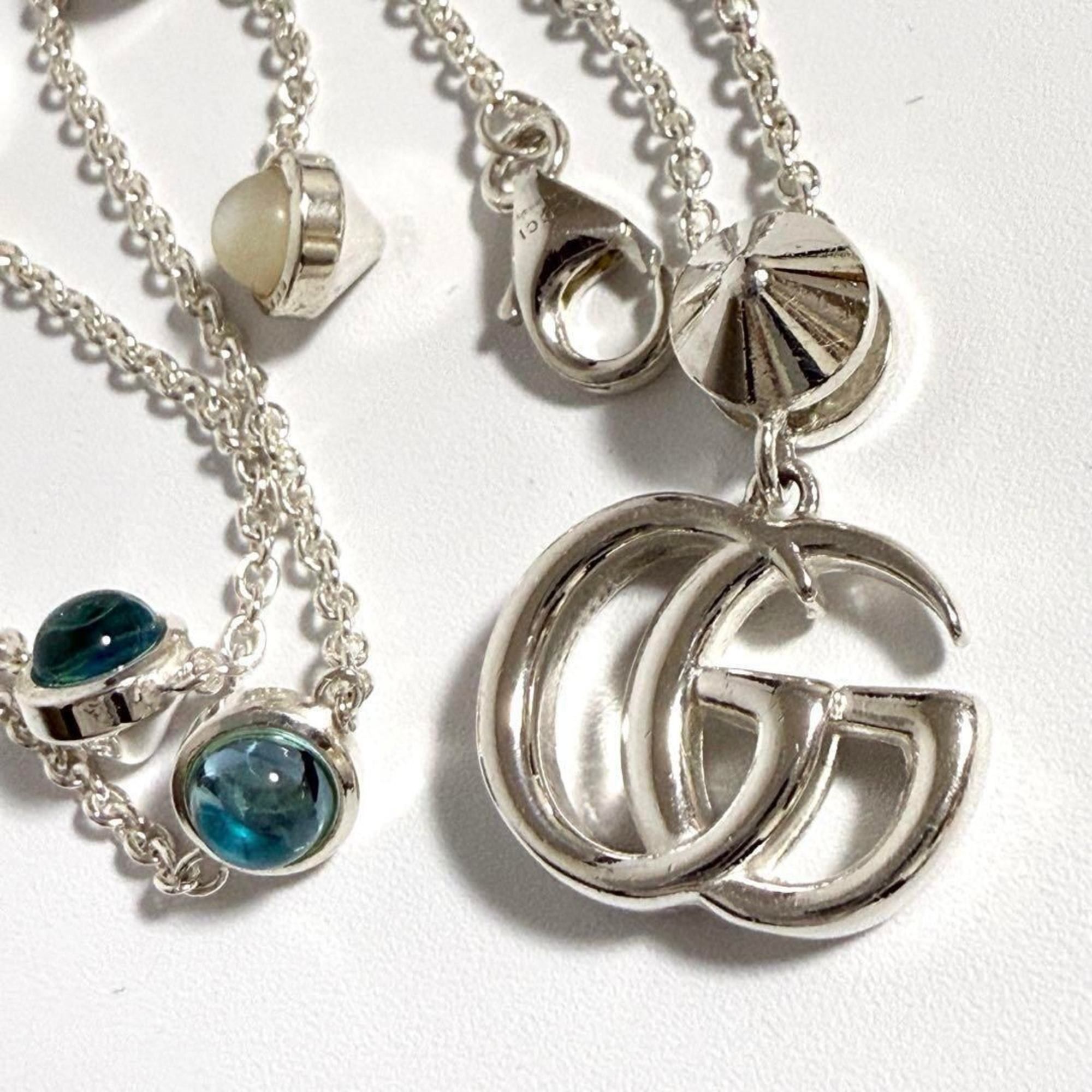 Gucci Gucci Double G Mother of Pearl Necklace Pendant Silver 925 Size ONE SIZE - 5 Thumbnail