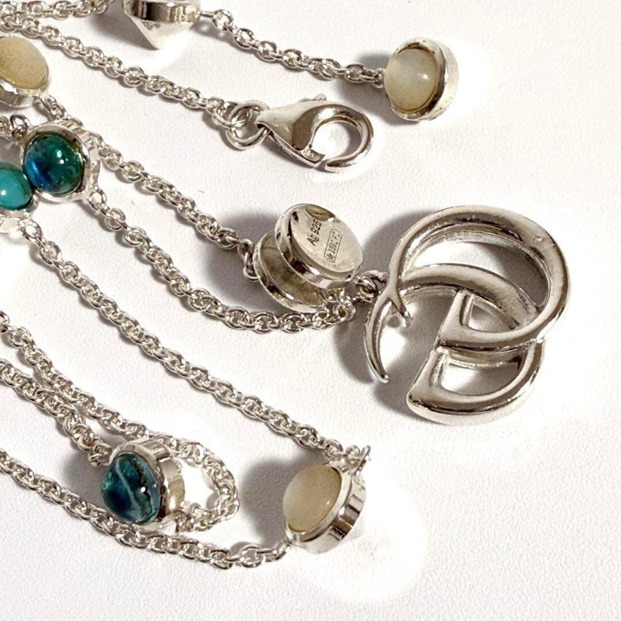 Gucci Gucci Double G Mother of Pearl Necklace Pendant Silver 925 Size ONE SIZE - 7 Thumbnail