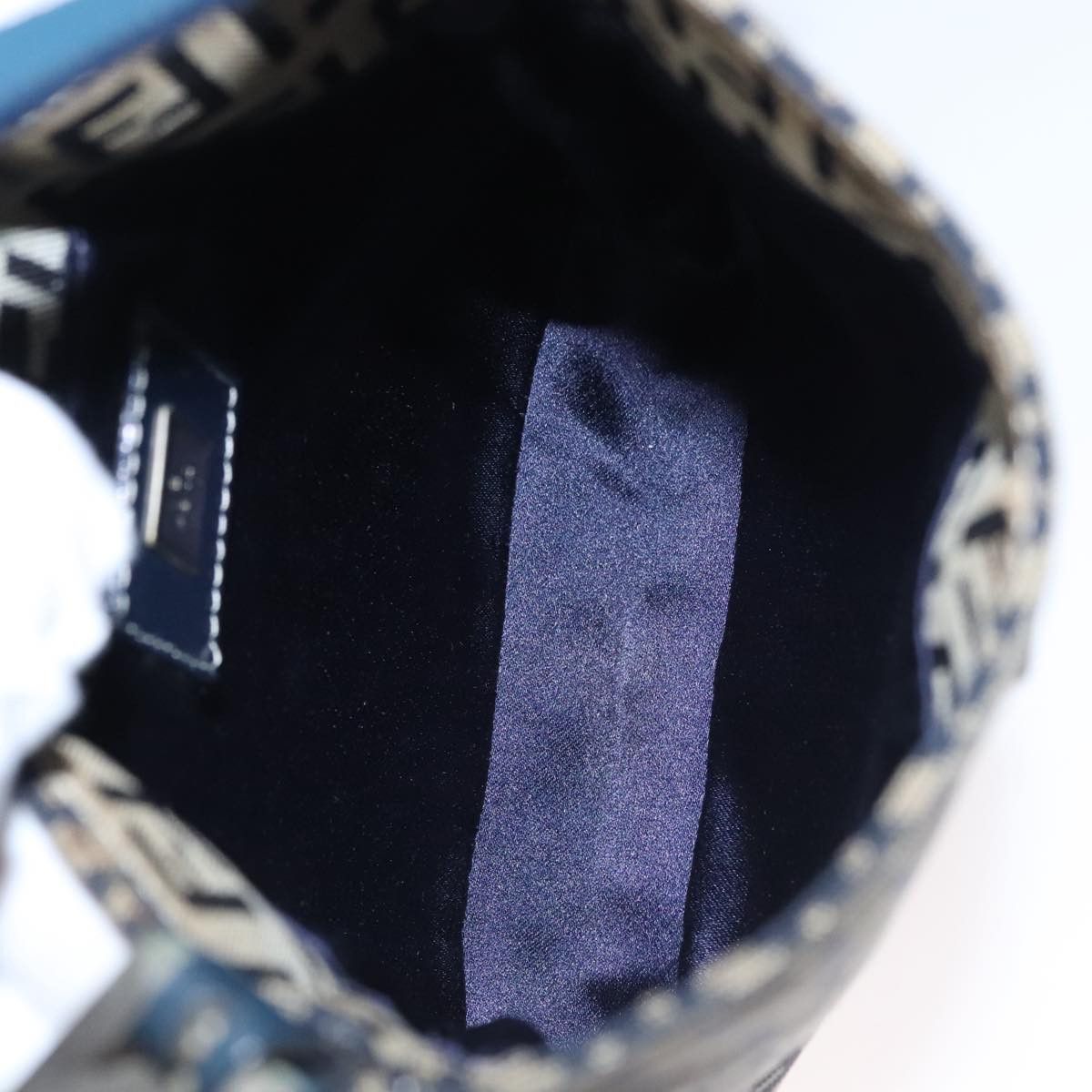 Fendi Zucchino Navy Canvas Shoulder Bag (Pre-Owned) Size ONE SIZE - 9 Thumbnail