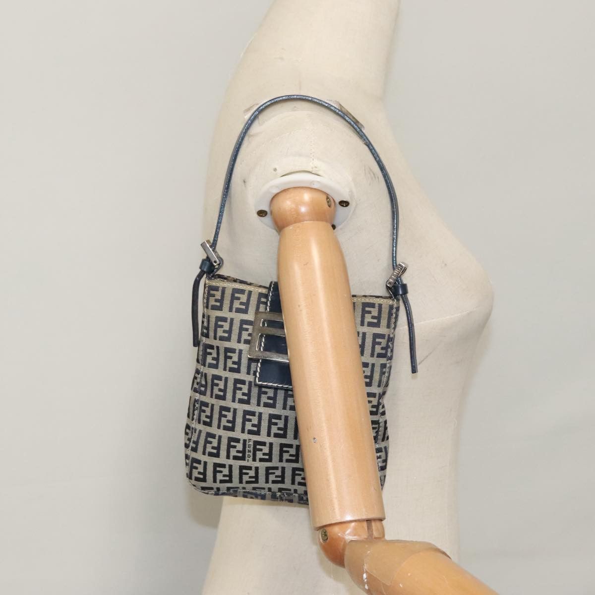 Fendi Zucchino Navy Canvas Shoulder Bag (Pre-Owned) Size ONE SIZE - 12 Thumbnail