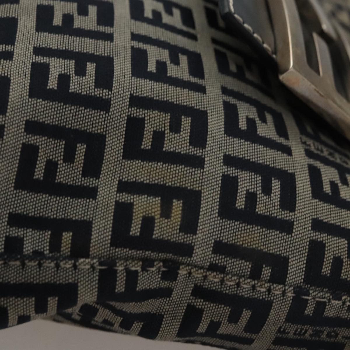Fendi Zucchino Navy Canvas Shoulder Bag (Pre-Owned) Size ONE SIZE - 17 Thumbnail