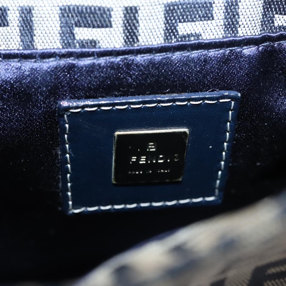 Fendi Zucchino Navy Canvas Shoulder Bag (Pre-Owned) Size ONE SIZE - 11 Thumbnail