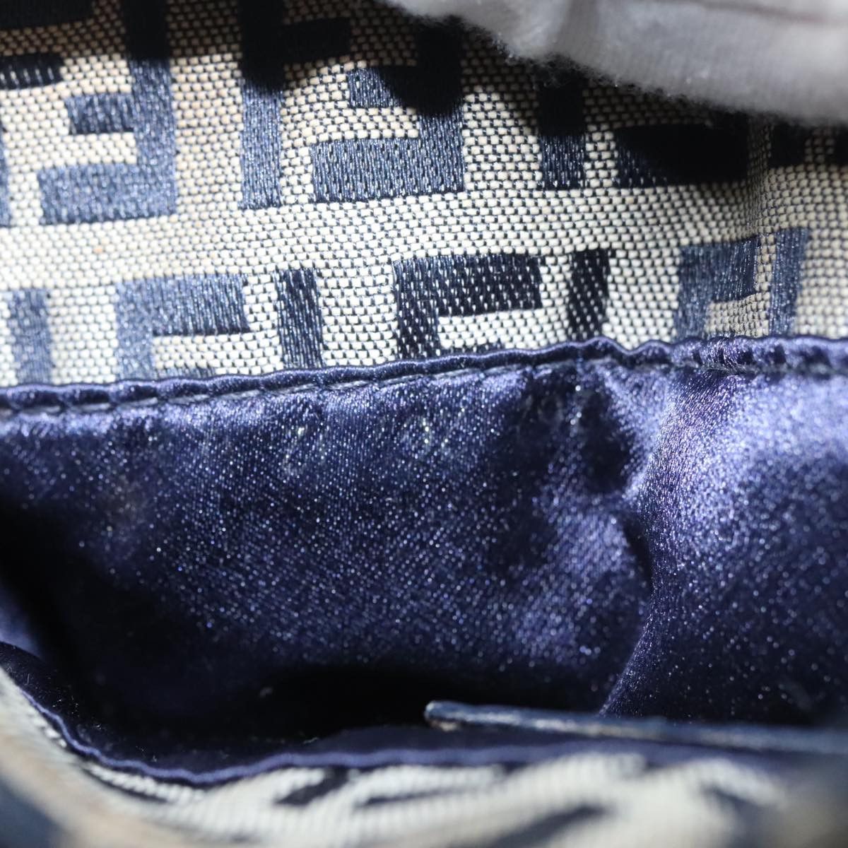 Fendi Zucchino Navy Canvas Shoulder Bag (Pre-Owned) Size ONE SIZE - 10 Thumbnail