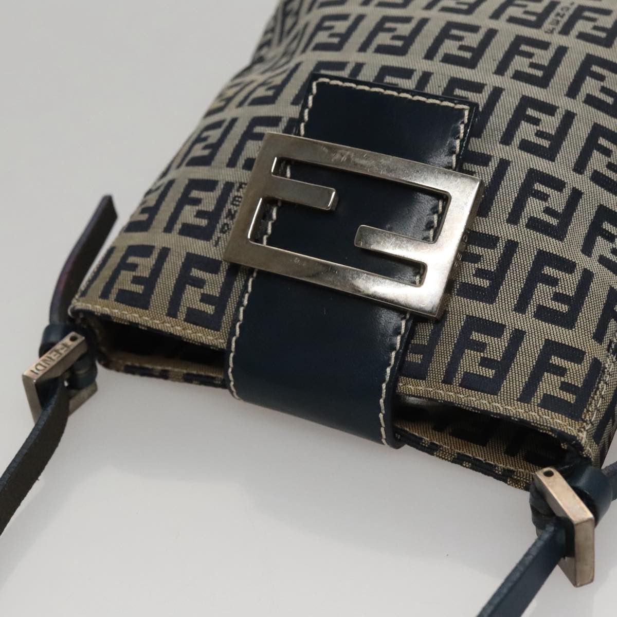 Fendi Zucchino Navy Canvas Shoulder Bag (Pre-Owned) Size ONE SIZE - 14 Thumbnail
