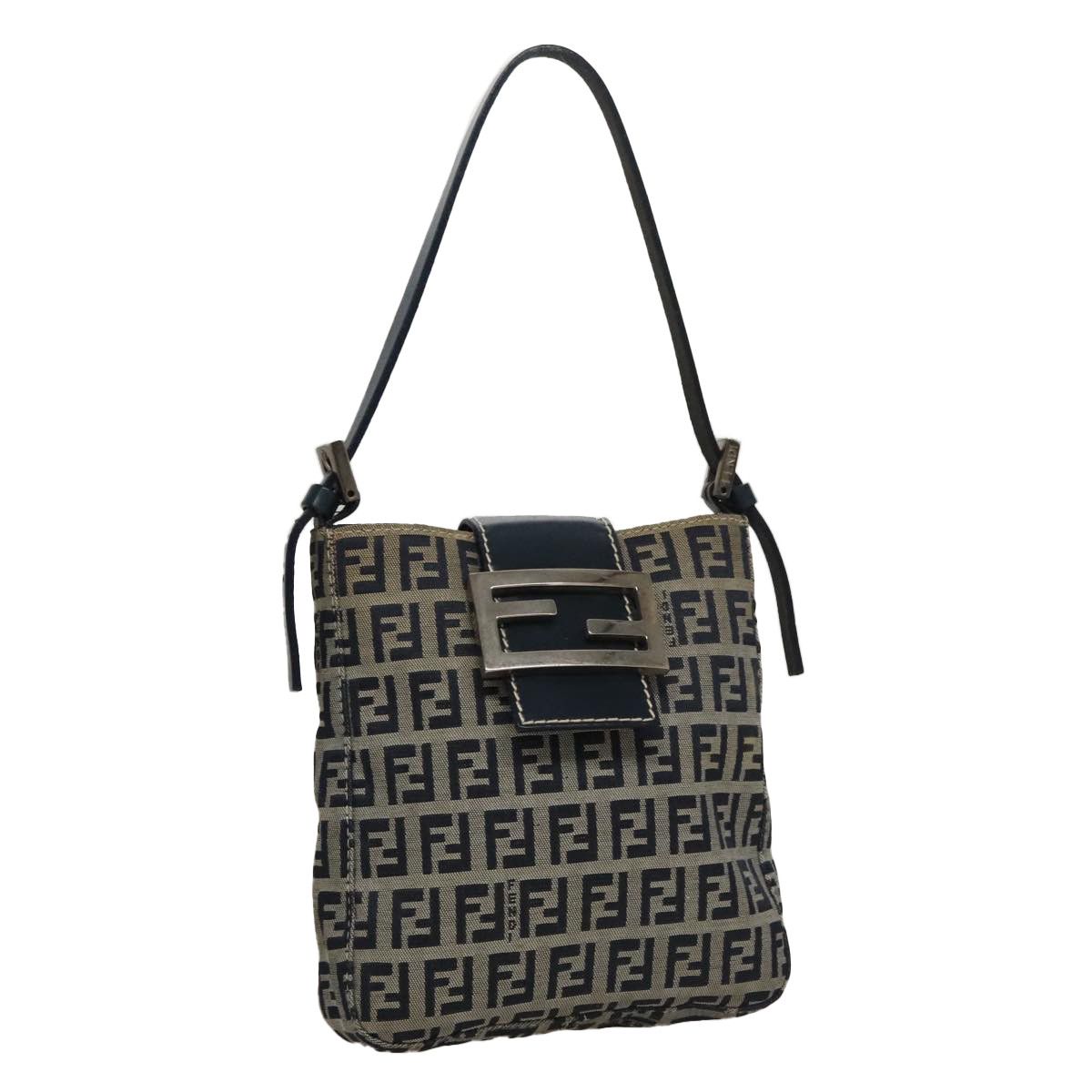 Fendi Zucchino Navy Canvas Shoulder Bag (Pre-Owned) Size ONE SIZE - 16 Thumbnail