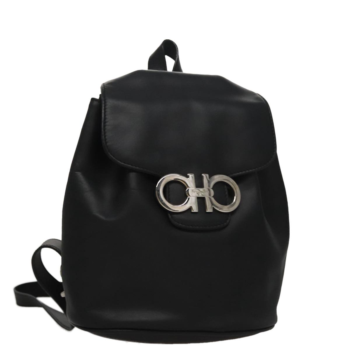 Gancini Black Leather Backpack Bag (Pre-Owned)