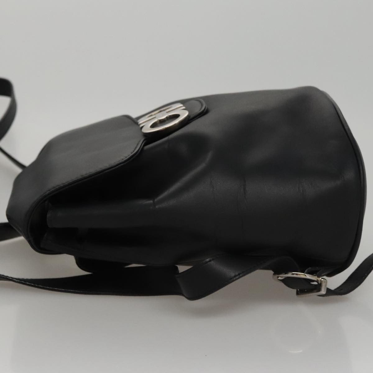Gancini Black Leather Backpack Bag (Pre-Owned)