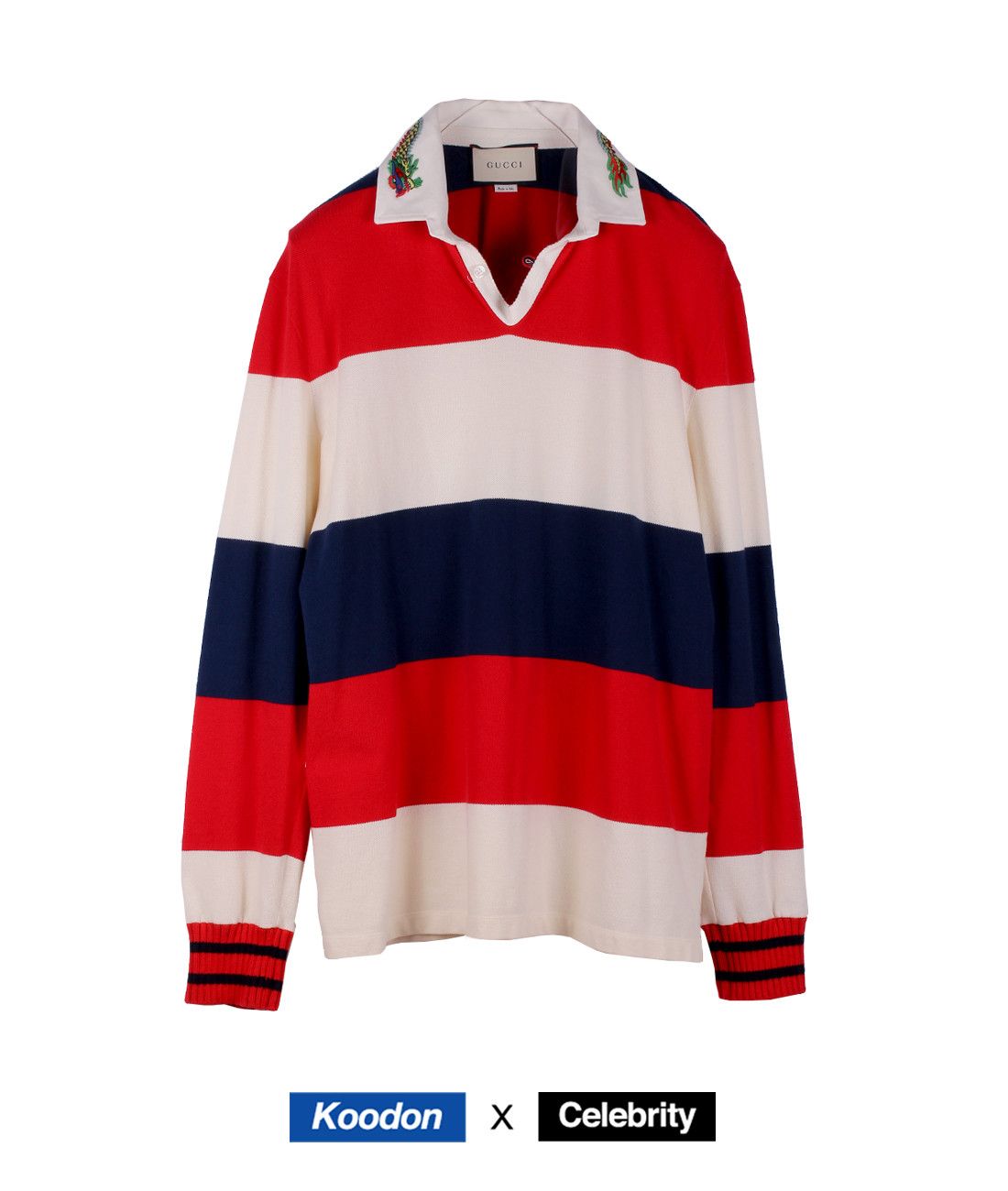 Gucci Gucci Striped Pique Rugby Shirt with Dragon Embroidery Grailed