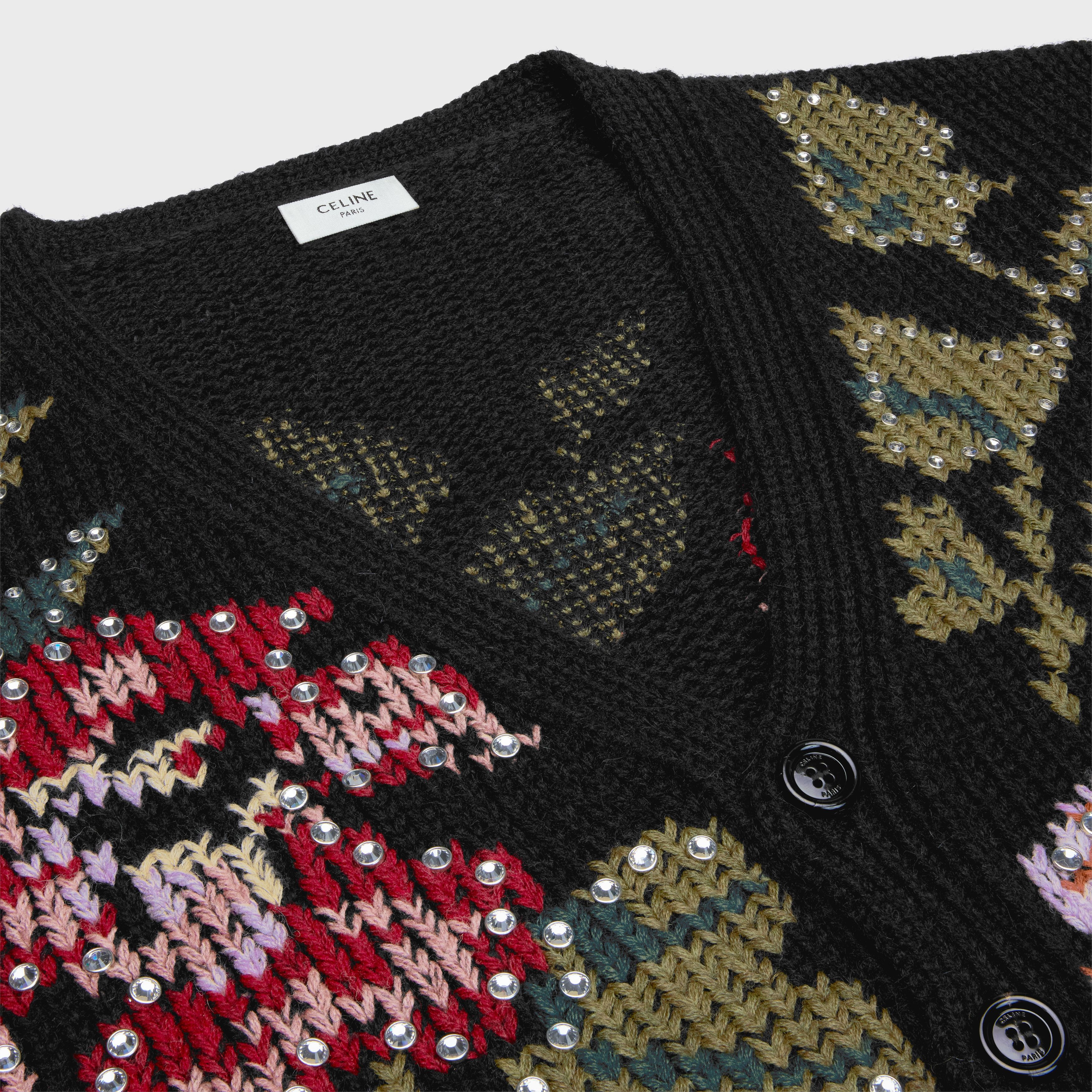 Celine Floral Embroidered Cardigan in Wool Size US XS / EU 42 / 0 - 3 Thumbnail