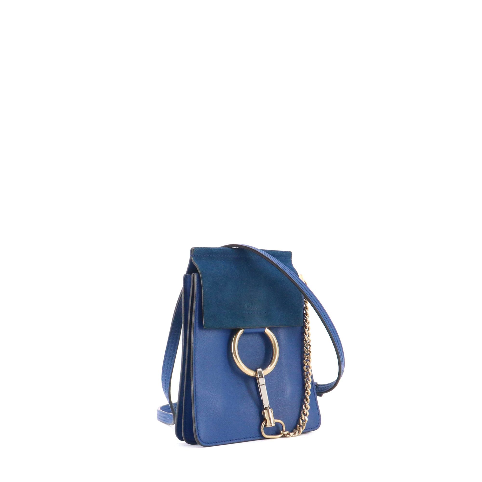 Chloe CHLOÉ - Faye small Chloe shoulder bag in blue leather and suede Size ONE SIZE - 2 Thumbnail