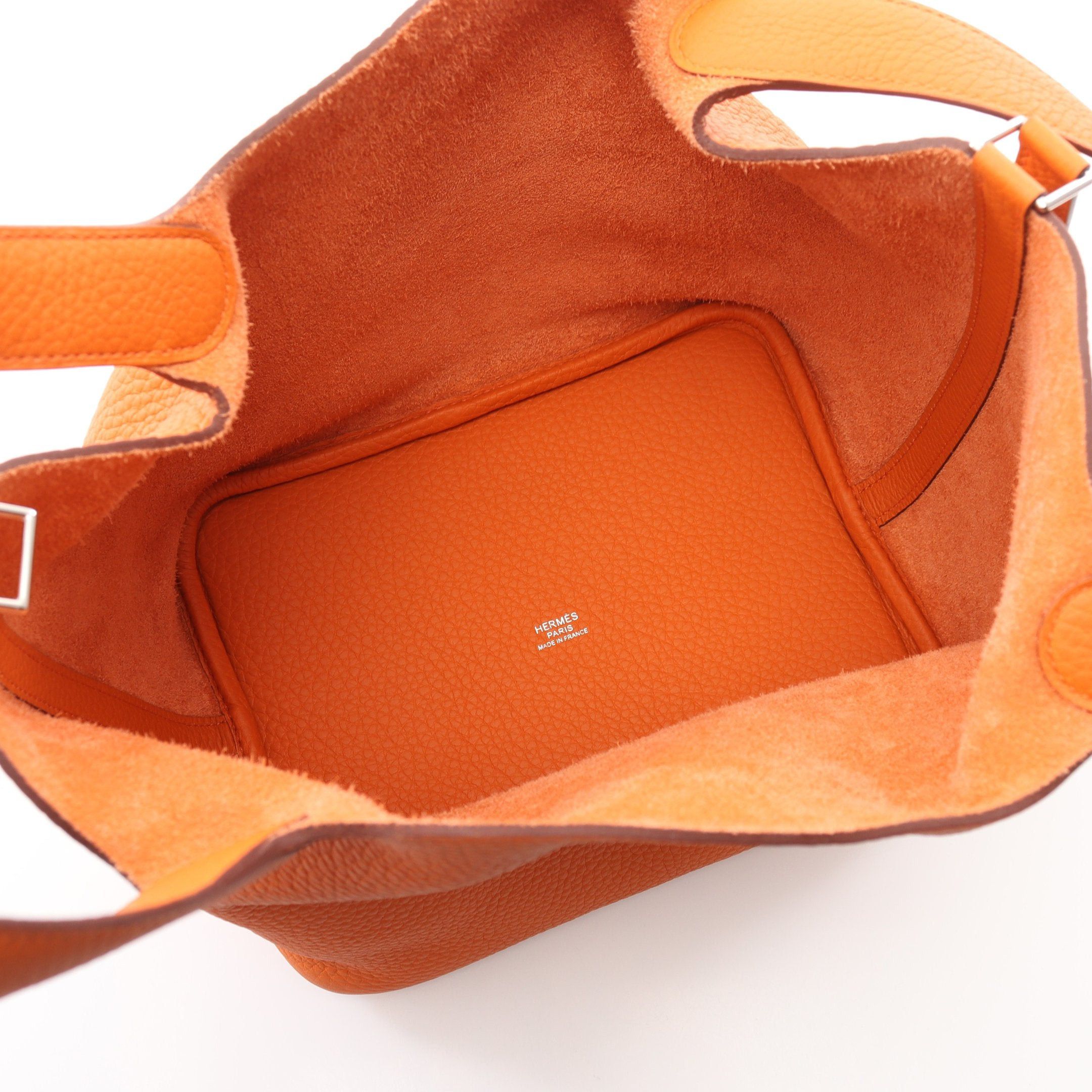 Hermes Hermes Picotane Lock Mm Handbag Clemence Leather Orange Silver Hardware U Stamp Size ONE SIZE - 3 Thumbnail