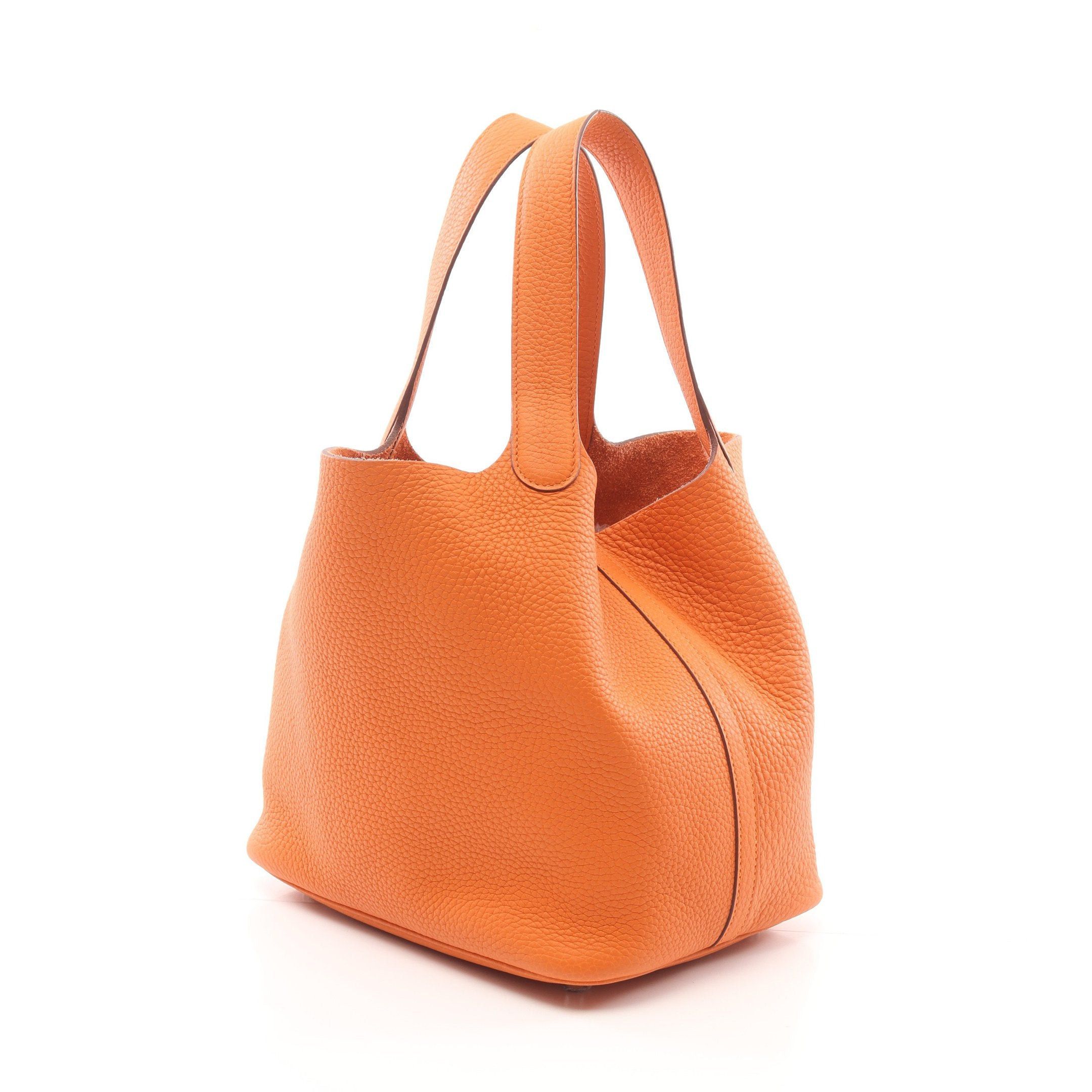 Hermes Hermes Picotane Lock Mm Handbag Clemence Leather Orange Silver Hardware U Stamp Size ONE SIZE - 2 Thumbnail