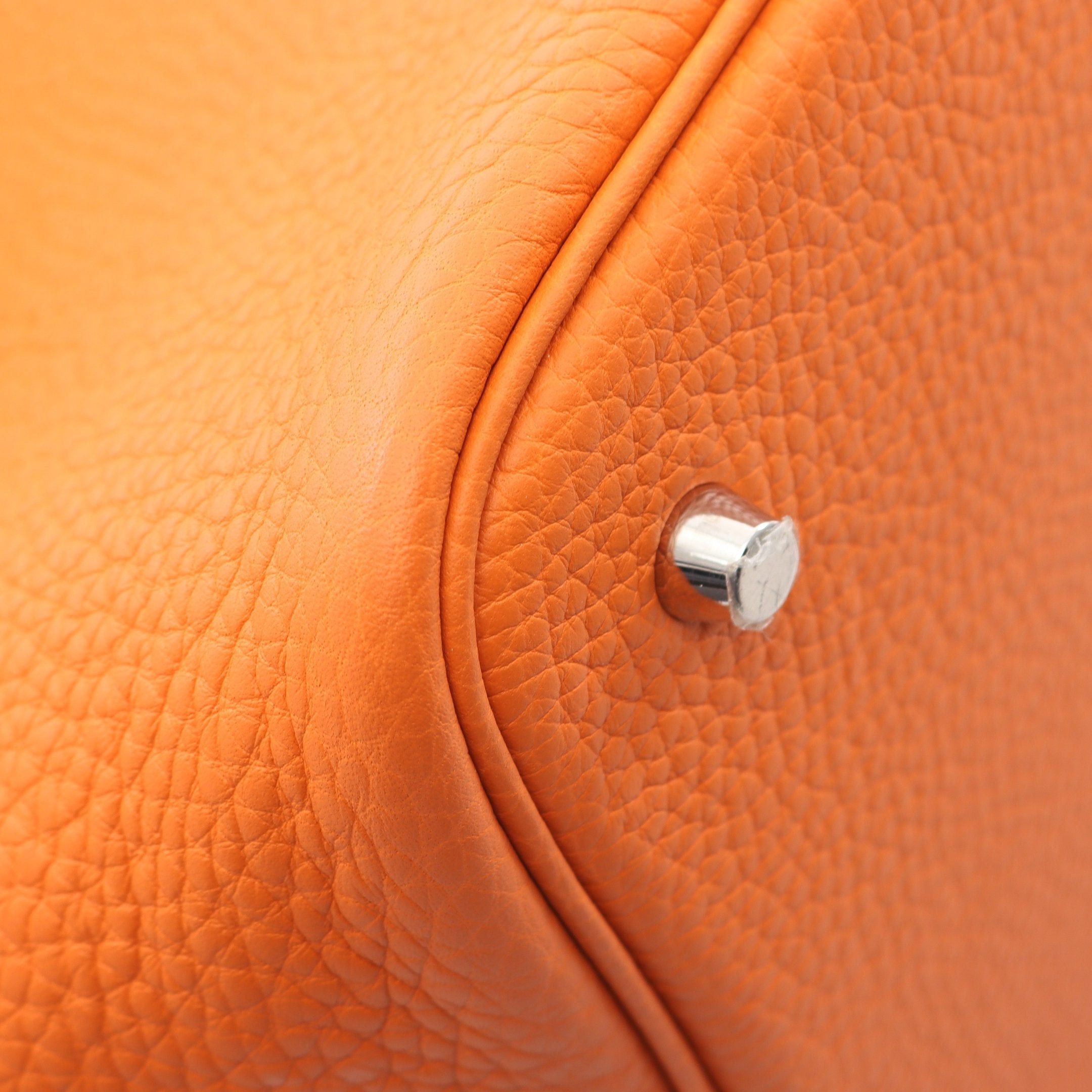 Hermes Hermes Picotane Lock Mm Handbag Clemence Leather Orange Silver Hardware U Stamp Size ONE SIZE - 6 Thumbnail