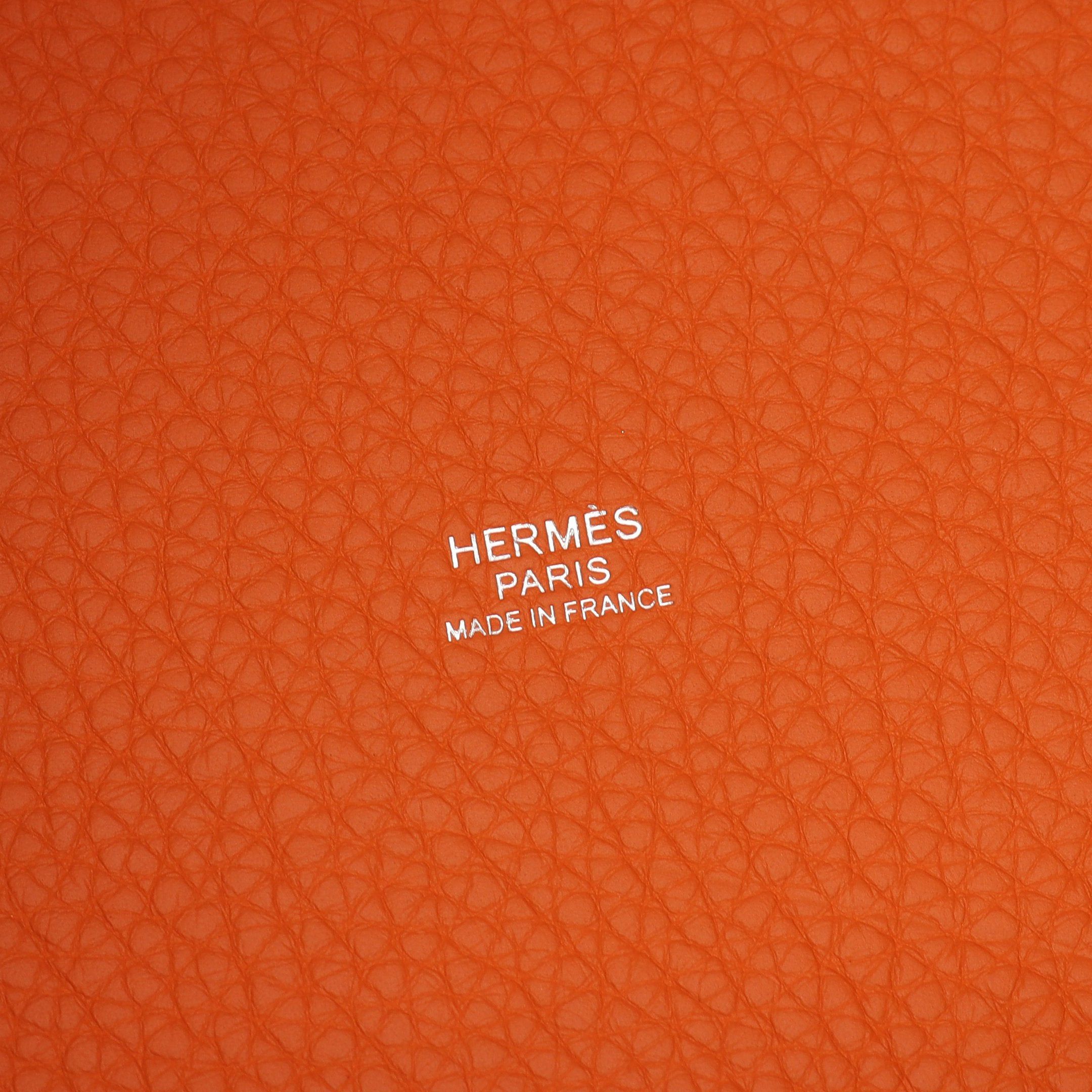 Hermes Hermes Picotane Lock Mm Handbag Clemence Leather Orange Silver Hardware U Stamp Size ONE SIZE - 4 Thumbnail