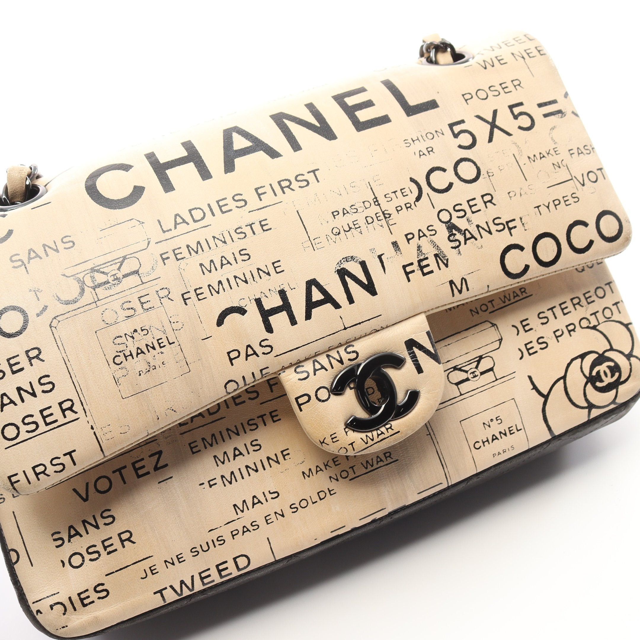 Chanel Chanel Matelasse Double Flap Chain Shoulder Bag Leather Beige Black Hardware Size ONE SIZE - 14 Thumbnail