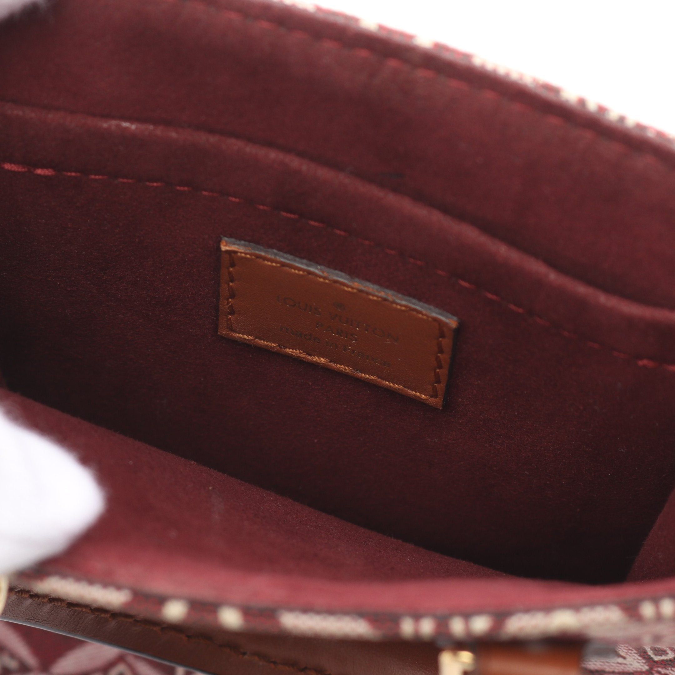 Louis Vuitton Louis Vuitton Petite Sac Plat Monogram Jacquard Handbag Canvas Leather Bordeaux Brown Size ONE SIZE - 4 Thumbnail