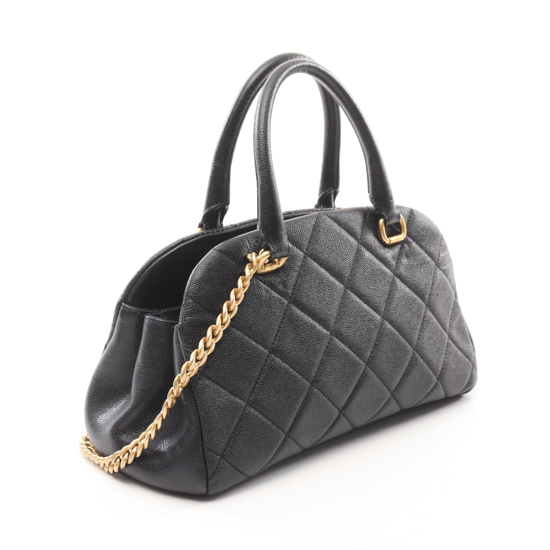 Chanel Chanel Matelasse Bowling Bag Chain Shoulder Caviar Skin Black Gold Hardware Size ONE SIZE - 2 Thumbnail