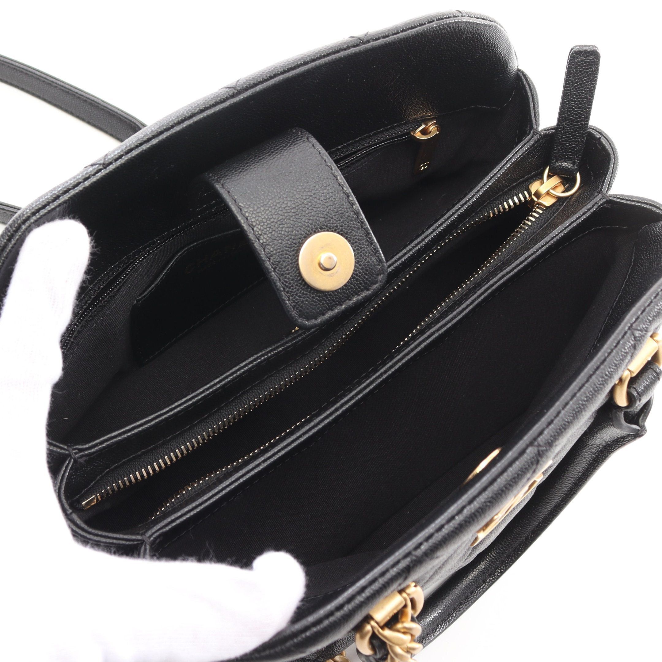 Chanel Chanel Matelasse Bowling Bag Chain Shoulder Caviar Skin Black Gold Hardware Size ONE SIZE - 3 Thumbnail