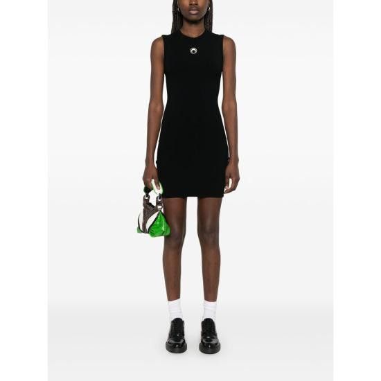 Marine Serre MARINE SERRE Women Dresses WDR328A CKNI0511 BK99 BLACK Size S / US 4 / IT 40 - 4 Thumbnail