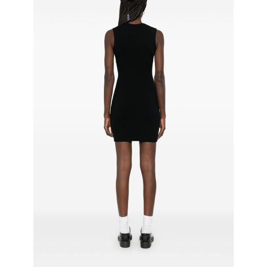Marine Serre MARINE SERRE Women Dresses WDR328A CKNI0511 BK99 BLACK Size M / US 6-8 / IT 42-44 - 3 Thumbnail