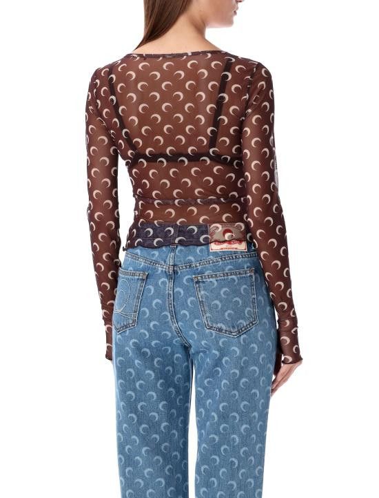 Marine Serre MARINE SERRE Women Tops WTS012A CJER0054 BR30 Brown Size M / US 6-8 / IT 42-44 - 2 Thumbnail